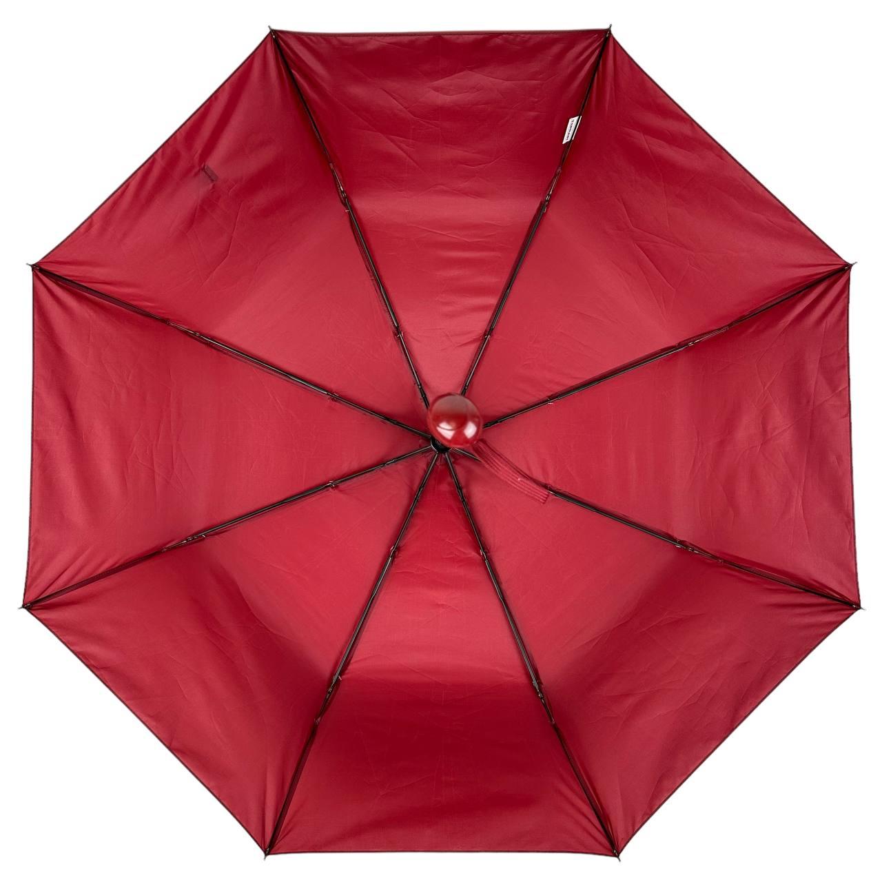 Женский складной зонтик полуавтомат Toprain 98 см бордовый - фото 5