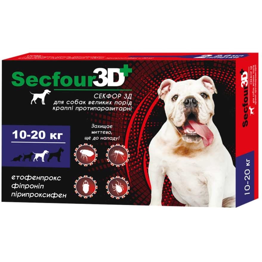 Краплі протипаразитарні Fipromax Secfour 3D для собак, 2 мл, 10-20 кг, 2 шт. - фото 1