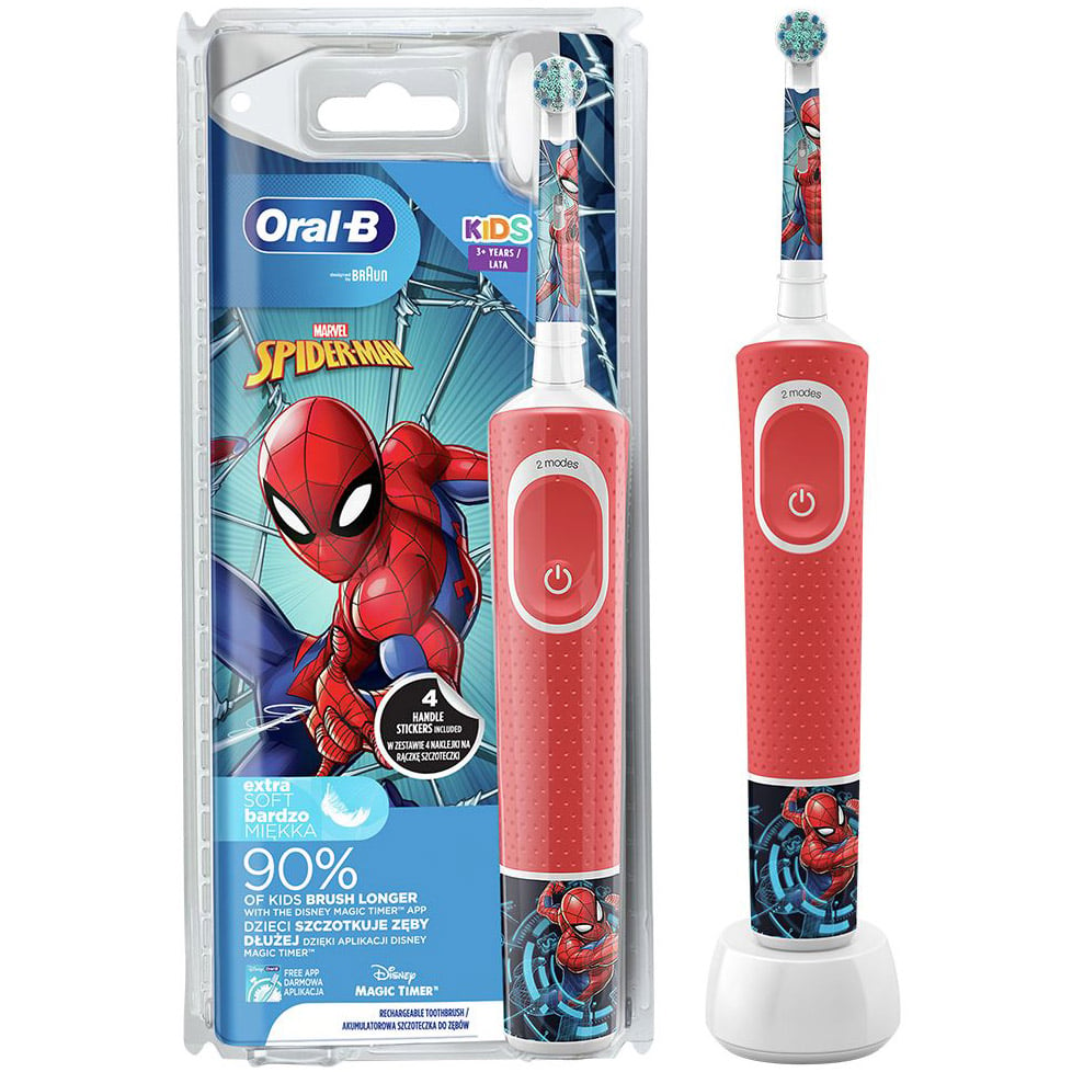 Электрическая зубная щетка Oral-B Kids Spiderman D100.413.2K - фото 1