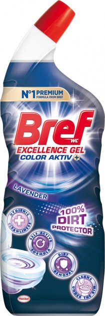 Чистящий гель для унитаза Bref Excellence Gel Color Activ Защита от загрязнений Лавнда, 700 мл (743088) - фото 1