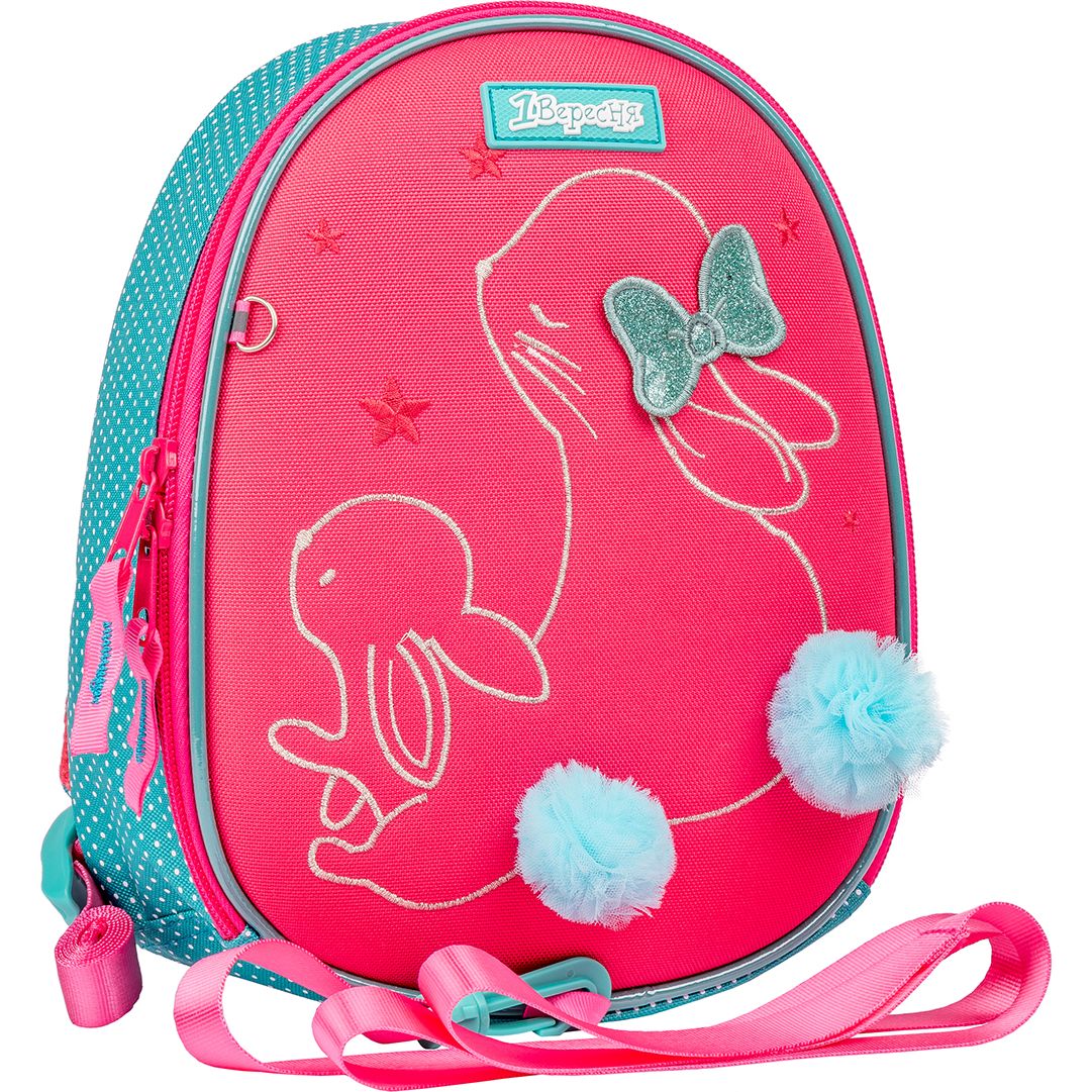 Рюкзак дитячий 1 Вересня K-43 Bunny, розовый с бирюзовым (552552) - фото 2