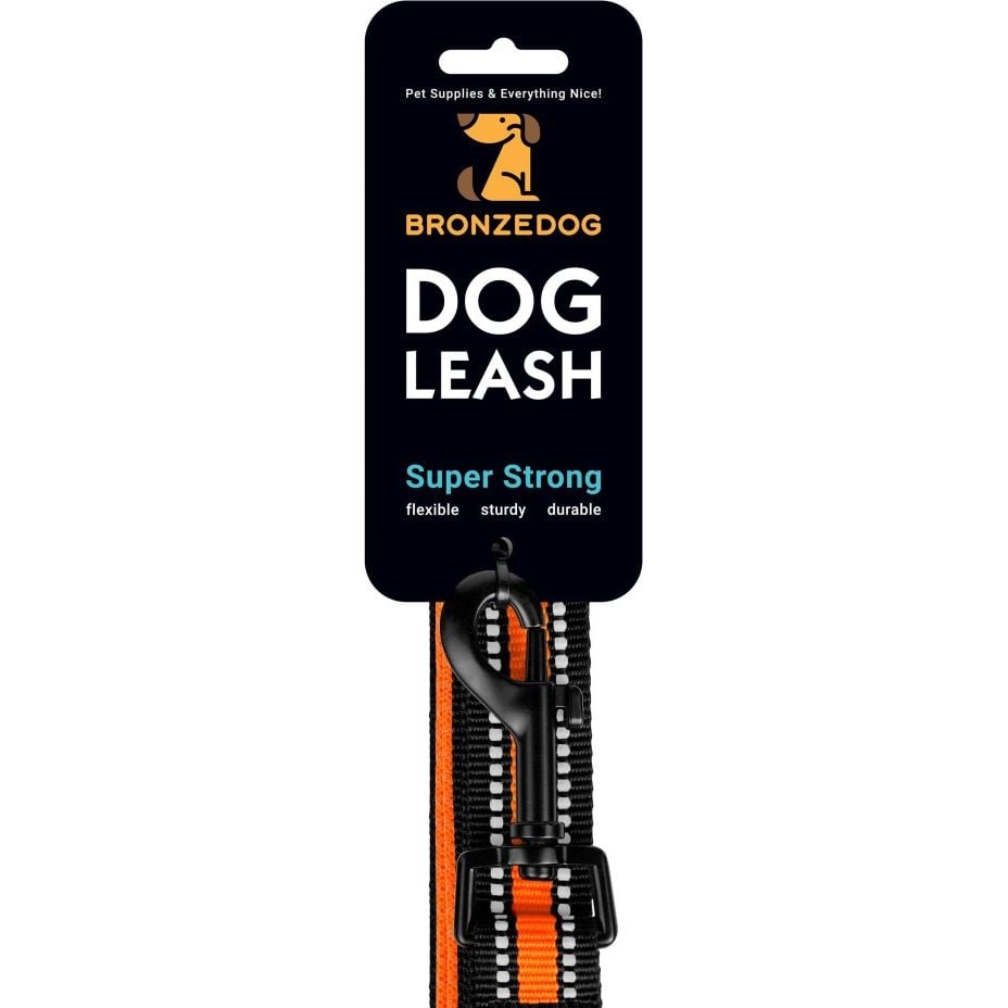 Повідець для собак BronzeDog Mesh, розмір L, 200х2,5 см, помаранчевий - фото 7