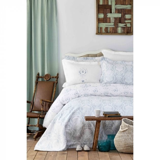 Набор постельного белья с покрывалом Karaca Home Quatre delux tiffany, евро, бирюзовый, 7 предметов (svt-2000022230780) - фото 1