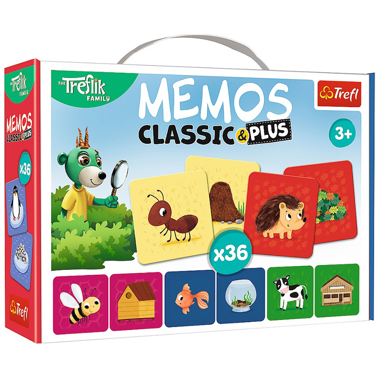 Настольная игра Trefl Memos Classic Plus Зверята и их домики 36 карт (2333) - фото 1