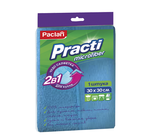 Салфетка Paclan Practi Micro 2 в 1 из микрофибры, 1 шт. - фото 1