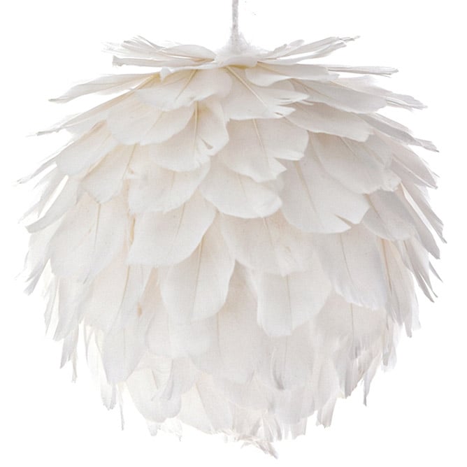 Рождественский шар с перьями 13 см белый (681-024) - фото 1