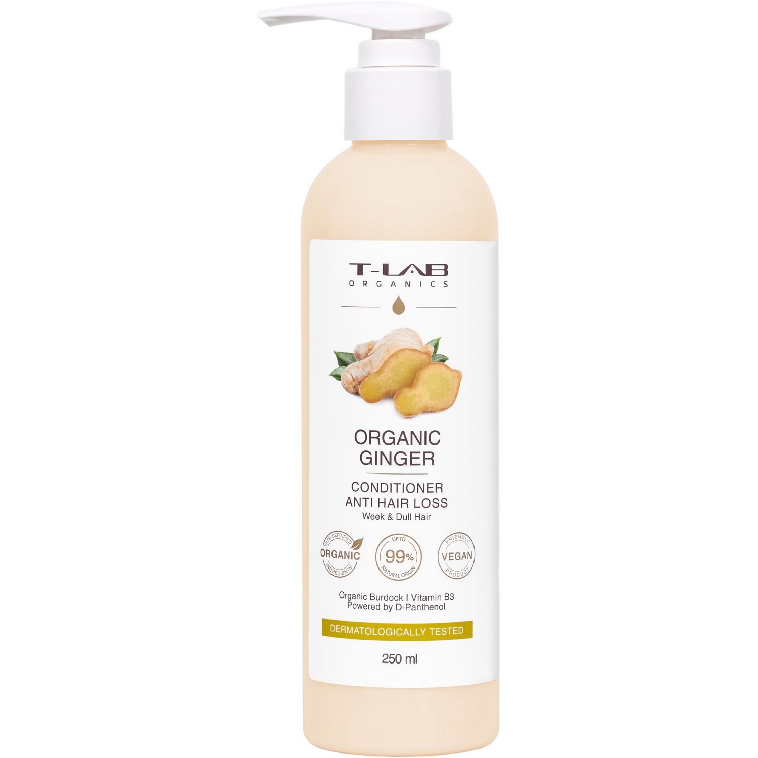 Кондиционер T-LAB Organics Organic Ginger Anti-Hair Loss для ослабленных и тусклых волос, 250 мл - фото 1