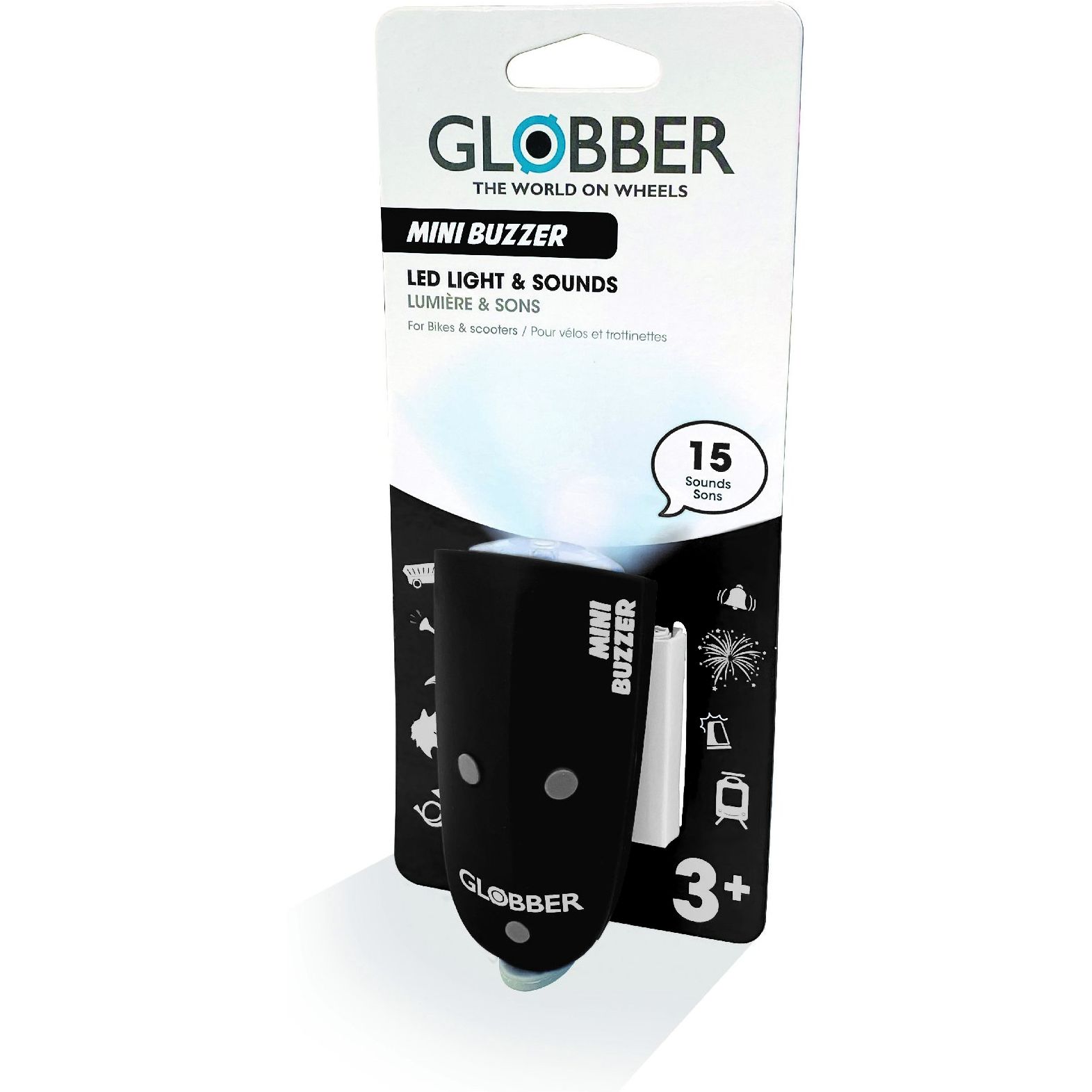 Сигнал звуковой с фонариком Globber Mini Buzzer черный (530-120) - фото 2