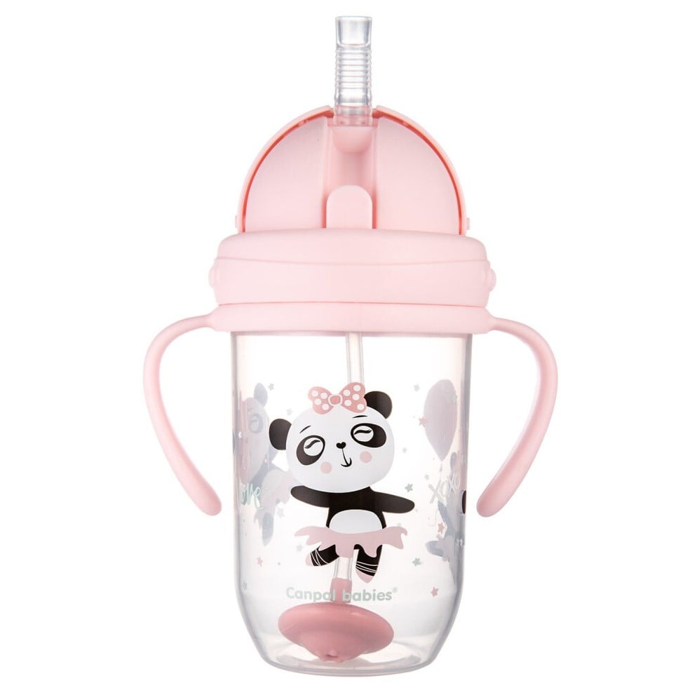 Чашка непроливайка с трубочкой и утяжелителем Canpol babies Exotic Animals 6+ мес, 270 мл, розовый (56/606_pin) - фото 2