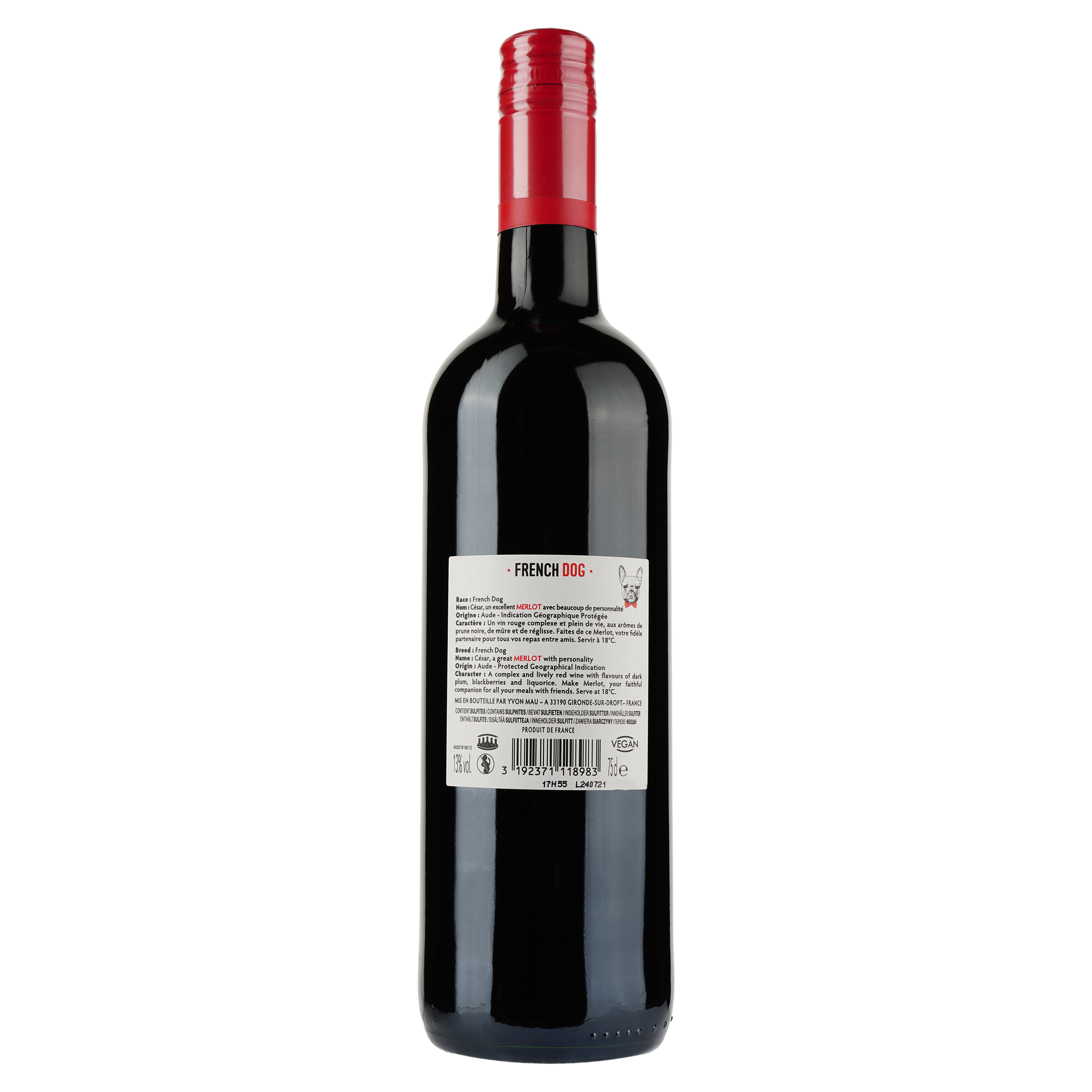 Вино French Dog Aude IGP, красное, сухое, 0,75 л (917830) - фото 2