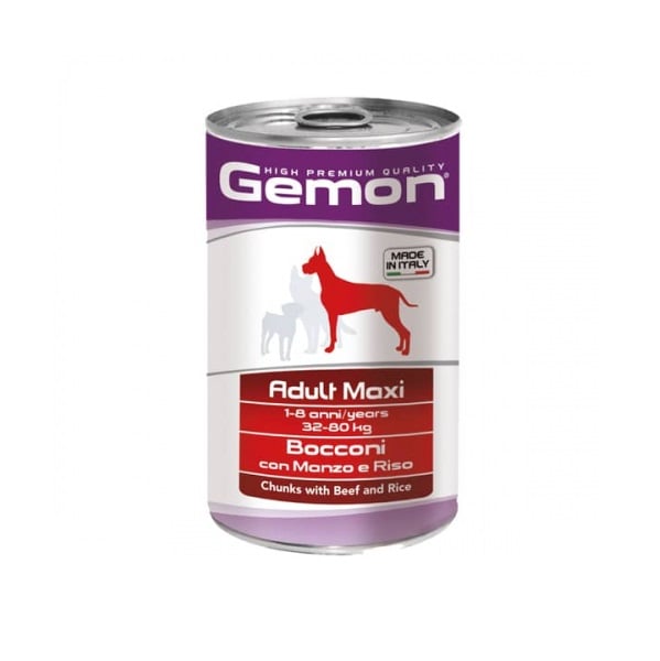 Вологий корм для собак Gemon Dog Wet Maxi Adult шматочки з яловичиною та рисом, 1,25 кг (70387903) - фото 1
