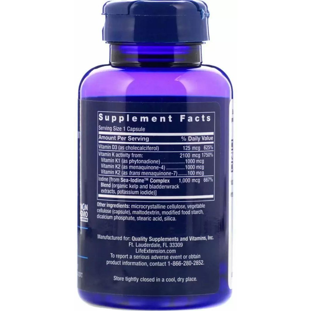 Вітамінний комплекс з йодом Life Extension Vitamins D and K with Sea-Iodine 60 капсул - фото 2