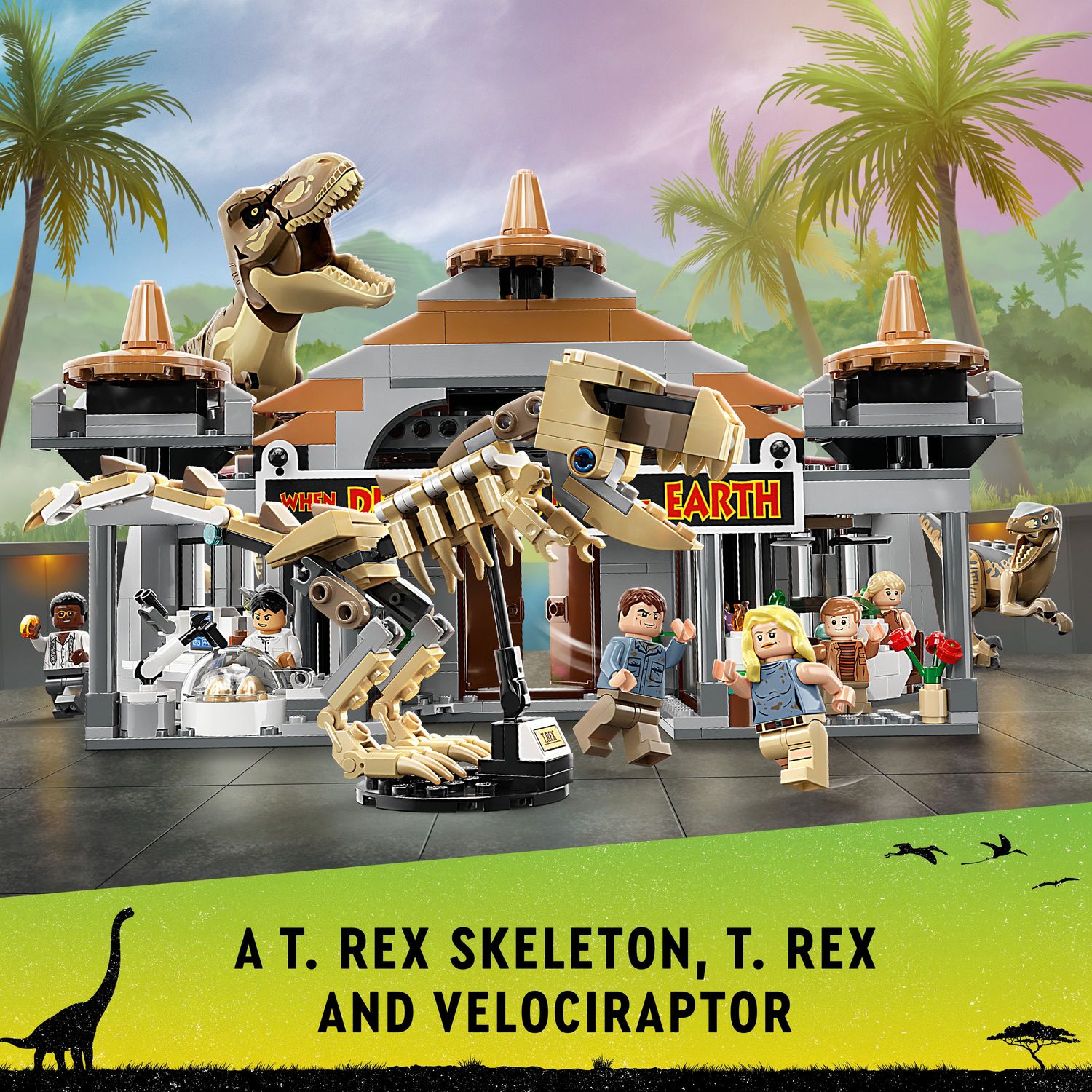 Конструктор LEGO Jurassic World Центр для відвідувачів: Атака тиранозавра та раптора, 693 деталі (76961) - фото 9