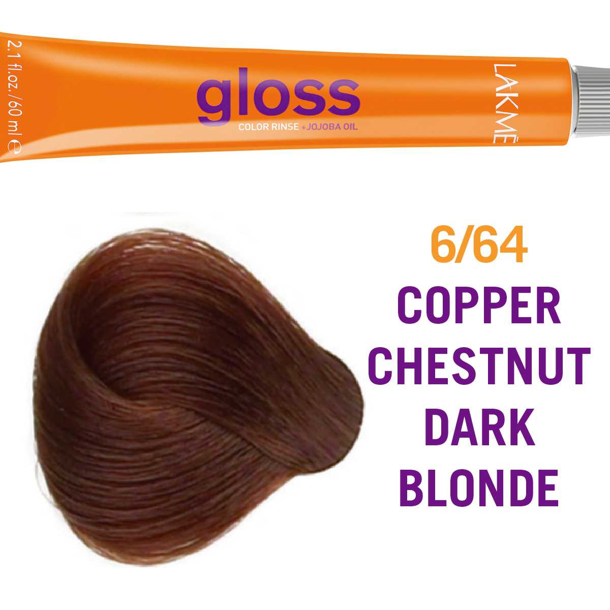 Безаміачна крем-фарба для тонування волосся Lakme Gloss 6/64 мідно-каштановий темно-русий 60 мл - фото 2