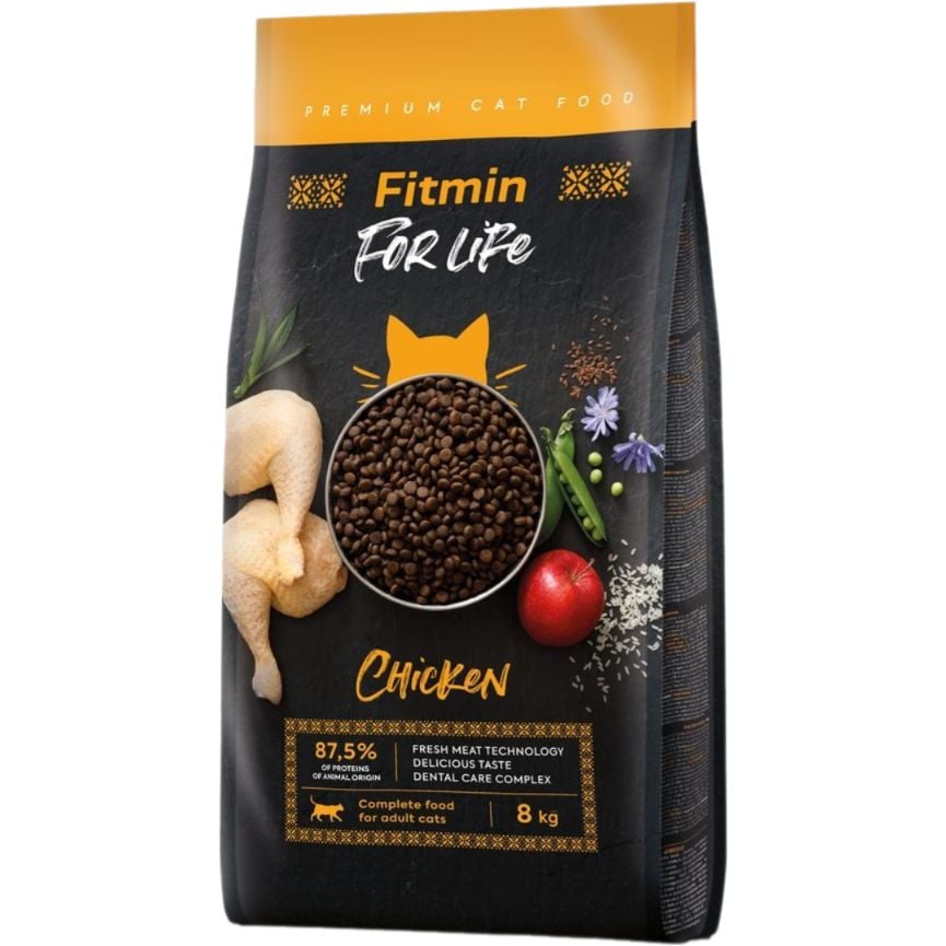 Сухой корм Fitmin For Life Adult Chicken для взрослых кошек 8 кг - фото 1