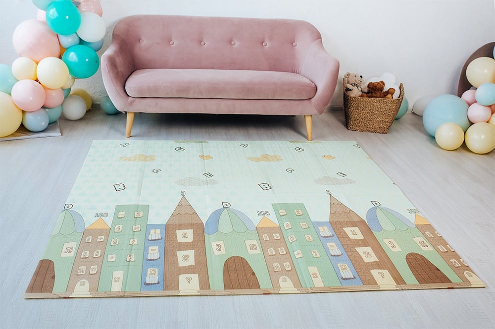 Дитячий двосторонній складний килимок Poppet Спальні малюки та Чарівне місто, 180x150x1 см (PP011-150) - фото 10