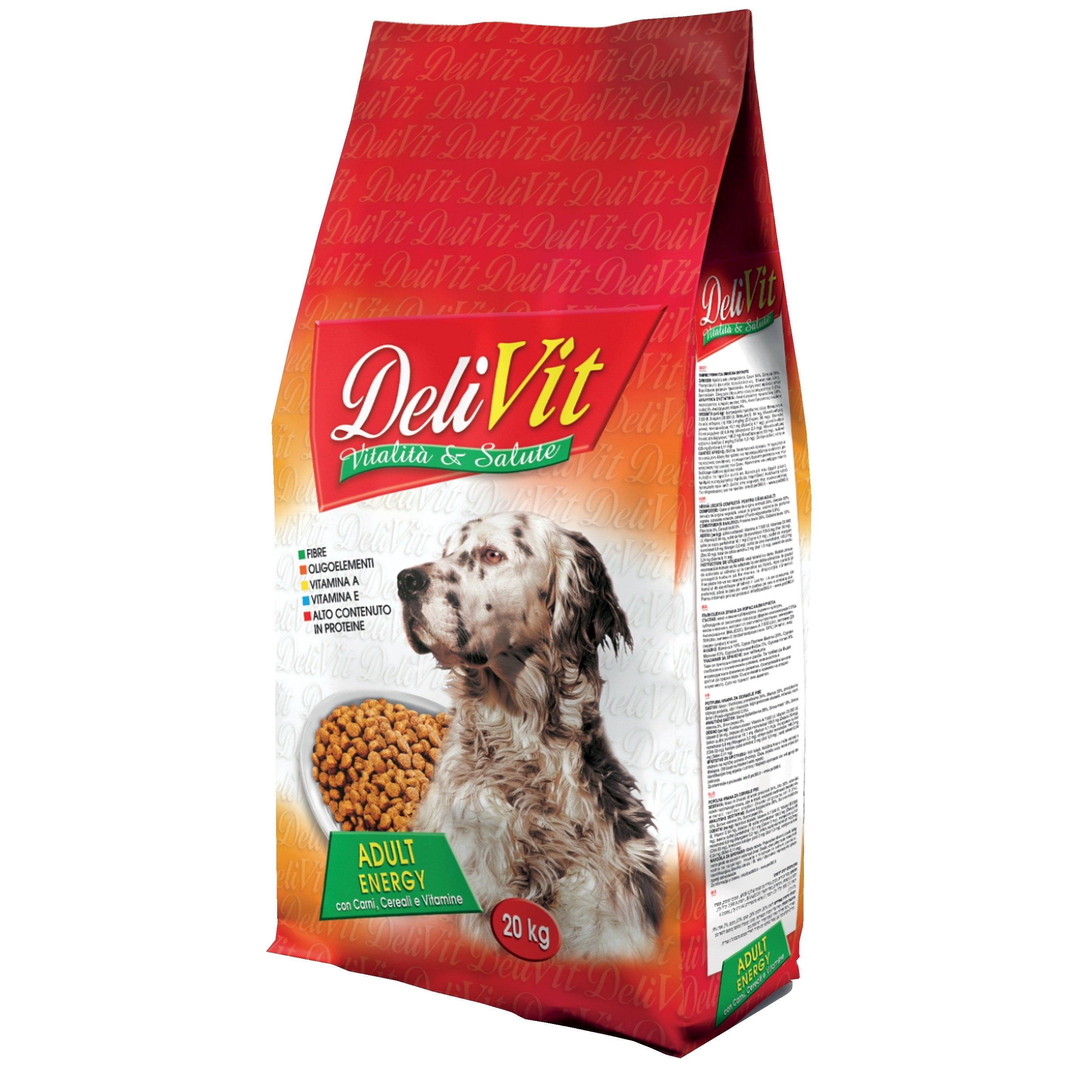 Сухий корм Delivit Energy для дорослих собак з м'ясом, злаками та вітамінами, 20 кг - фото 1