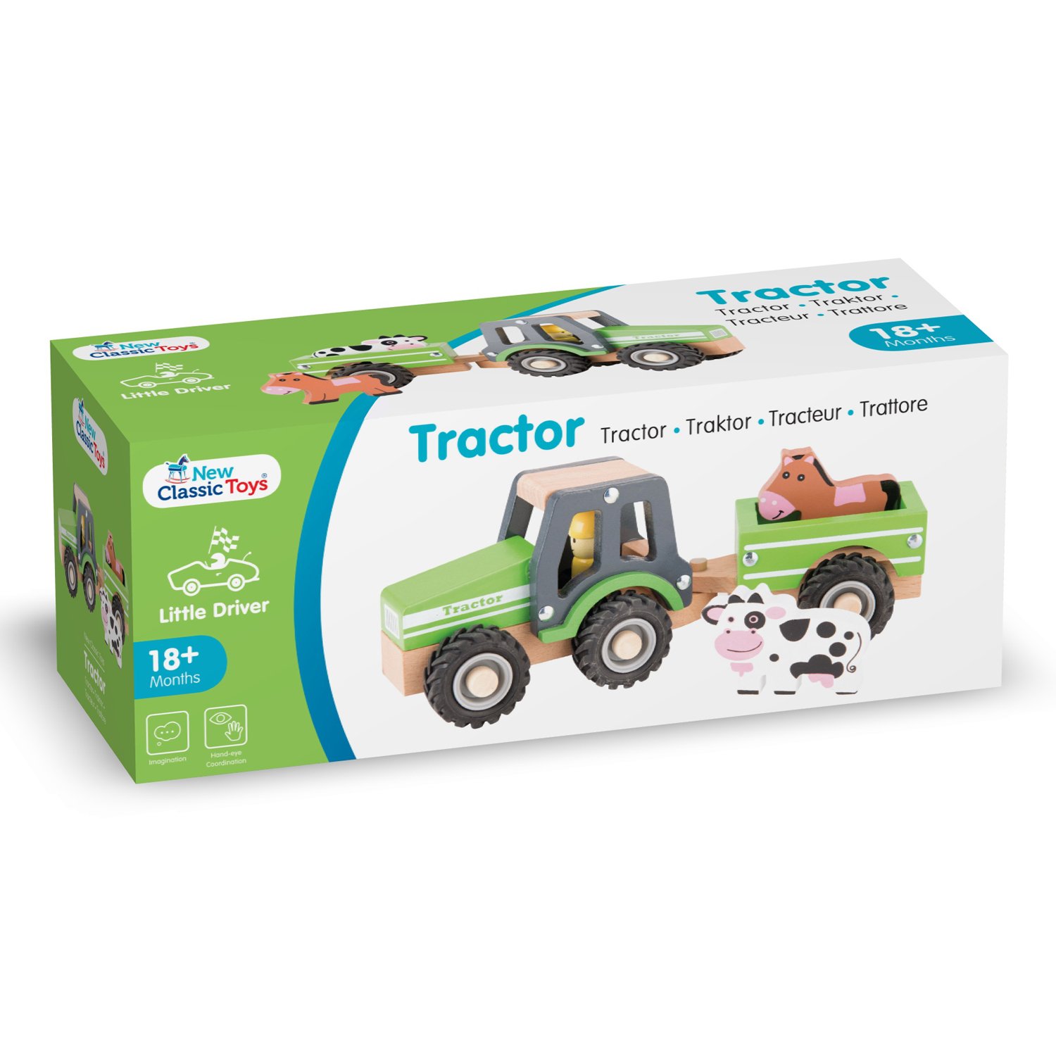Іграшковий трактор New Classic Toys Трактор з причепом та ігровими фігурками тварин, зелений (11941) - фото 4