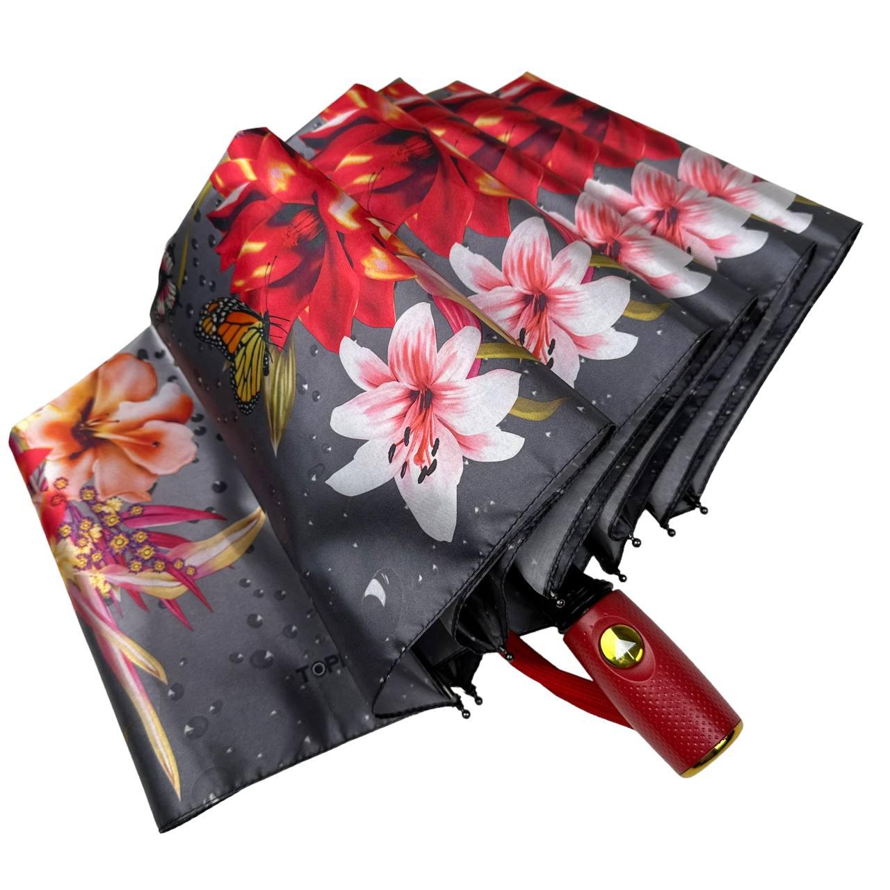Женский складной зонтик полуавтомат Toprain 97 см серый - фото 6
