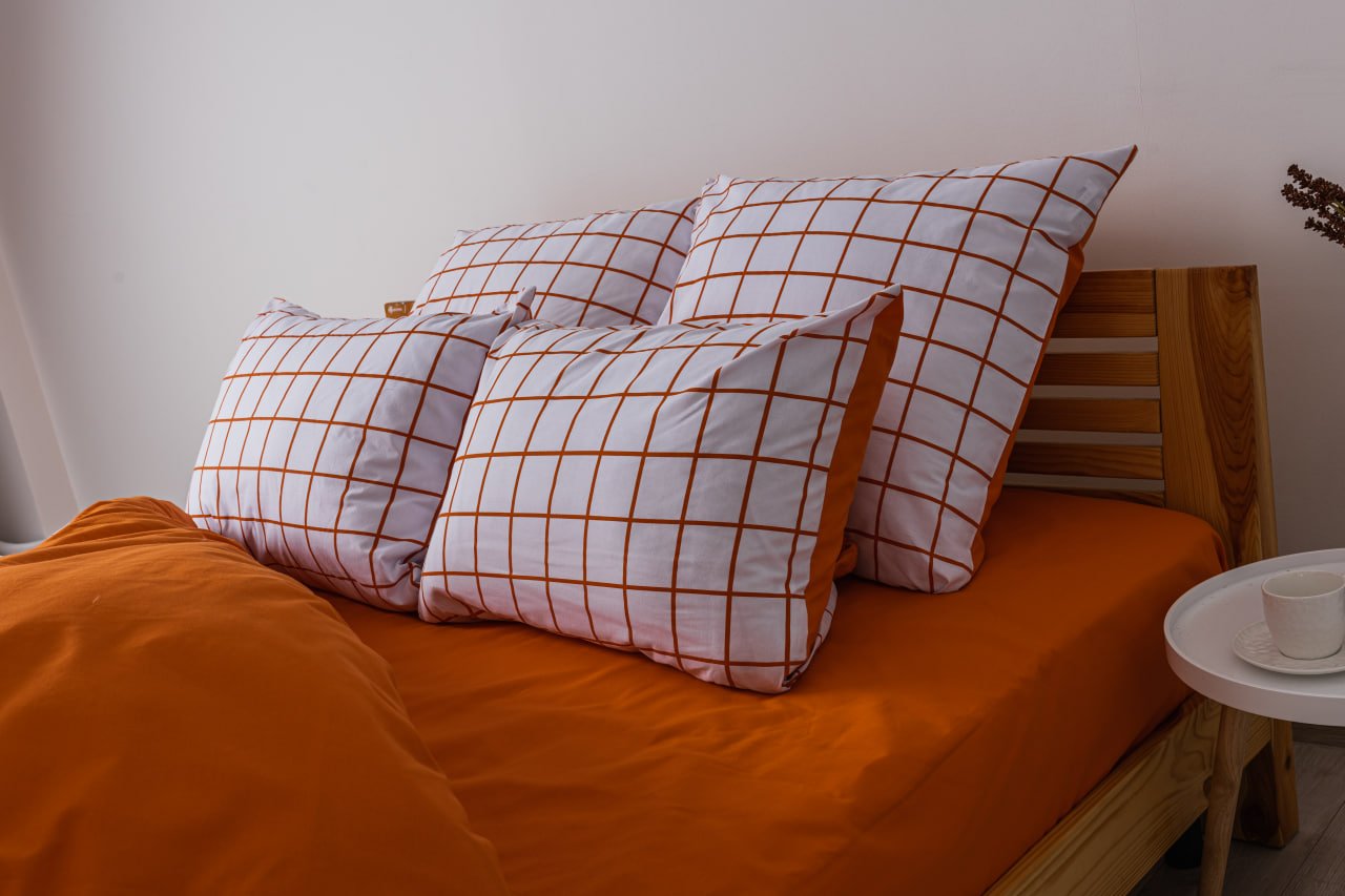 Комплект постільної білизни ТЕП Happy Sleep Terracotta Check сімейний теракотовий з білим (2-03797_25233) - фото 3