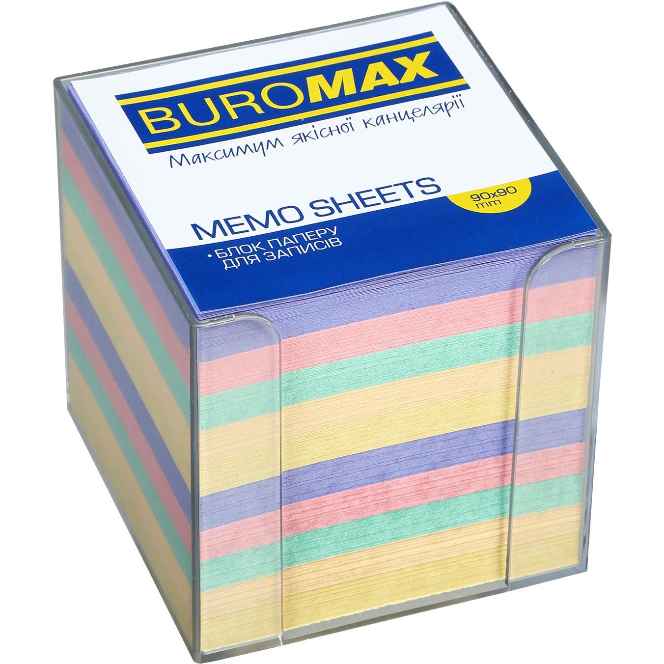 Бокс для паперу Buromax з кольоровим папером 9х9х9 см прозорий (BM.2291-03) - фото 1