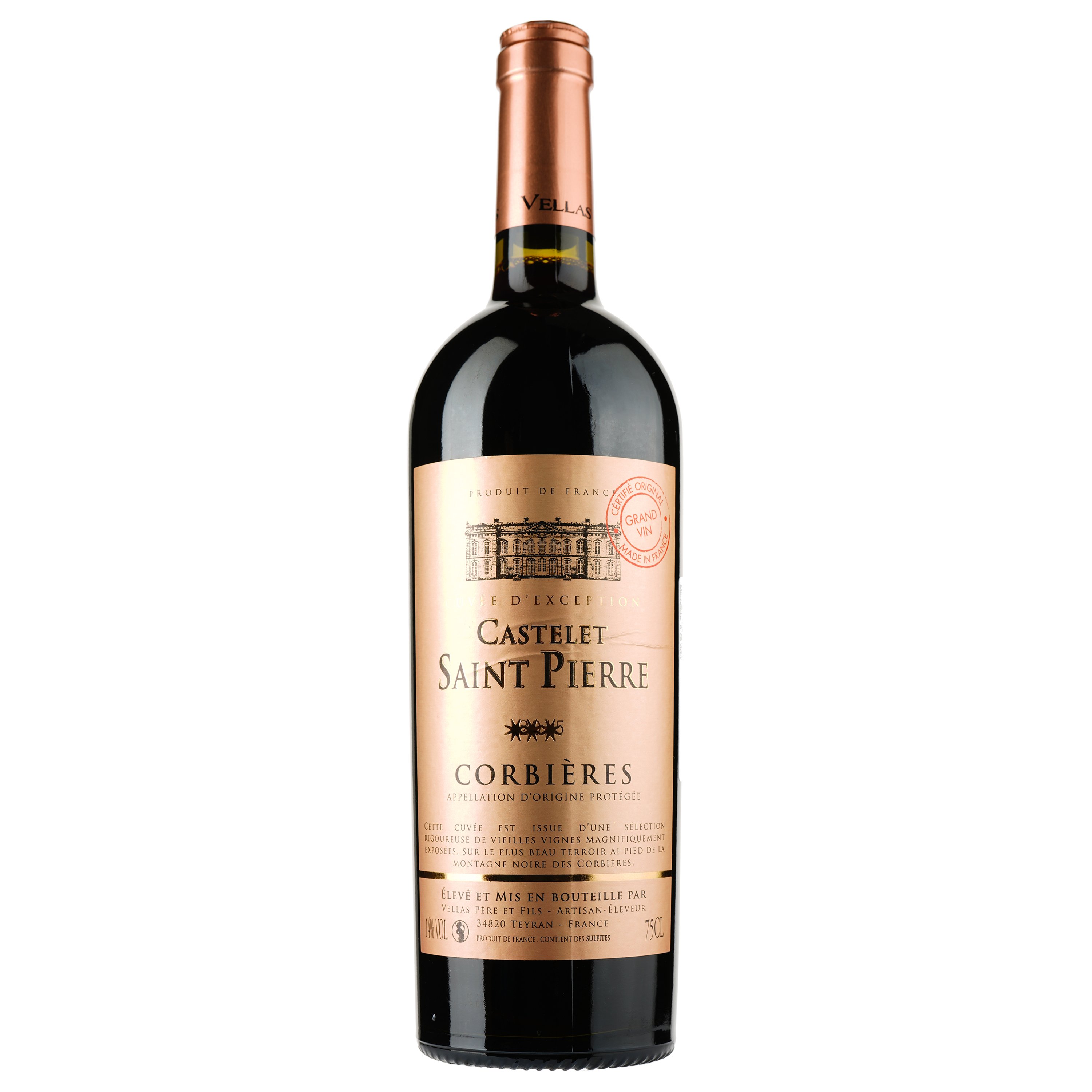 Вино Castelet Saint Pierre Rouge 2020 Corbieres AOP, красное, сухое, 0,75 л - фото 1