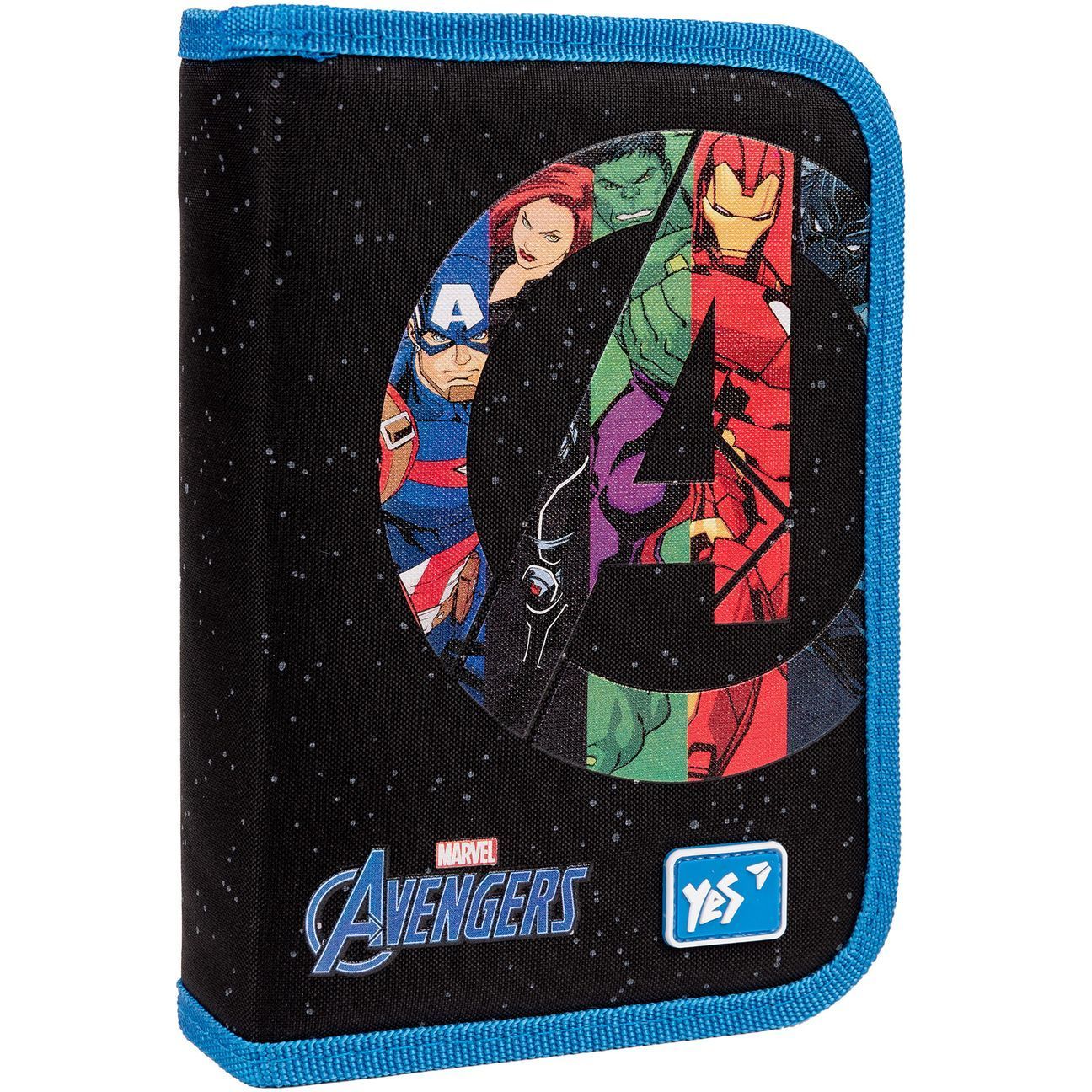 Пенал жесткий Yes HP-04 Marvel Avengers, 13х21х4 см, черный с синим (533147) - фото 1
