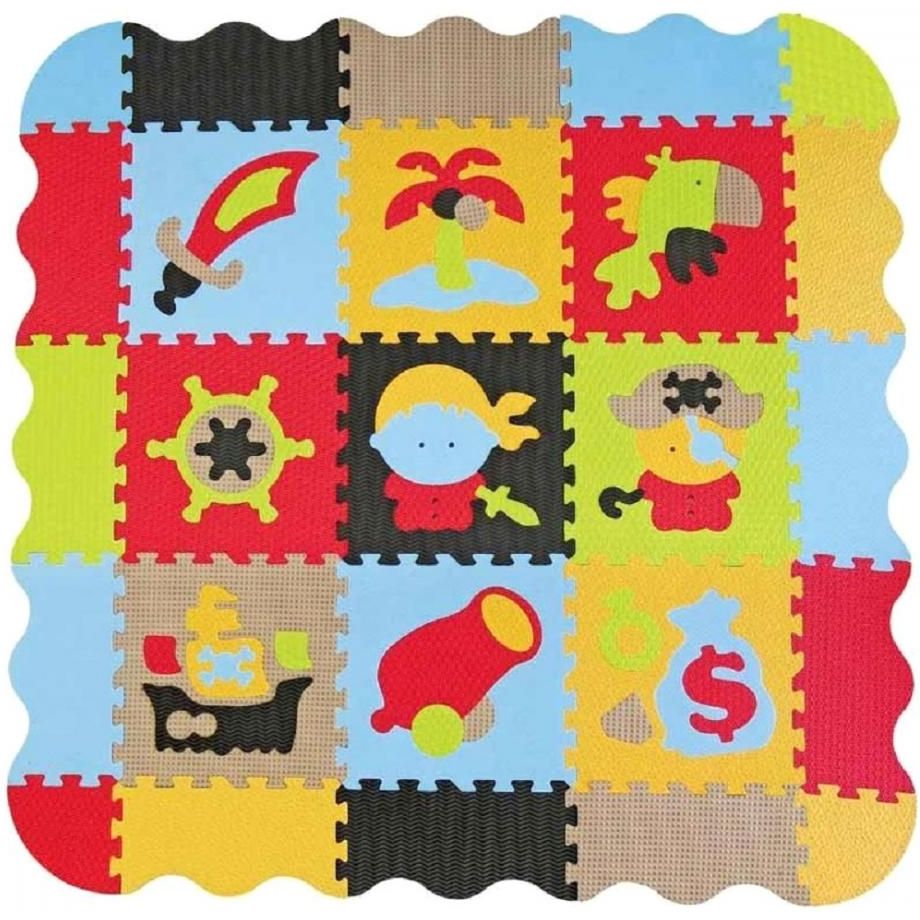 Дитячий розвиваючий ігровий килимок-пазл Baby Great Пригоди піратів, з бортиком, 122х122 см (GB-M1503E) - фото 1