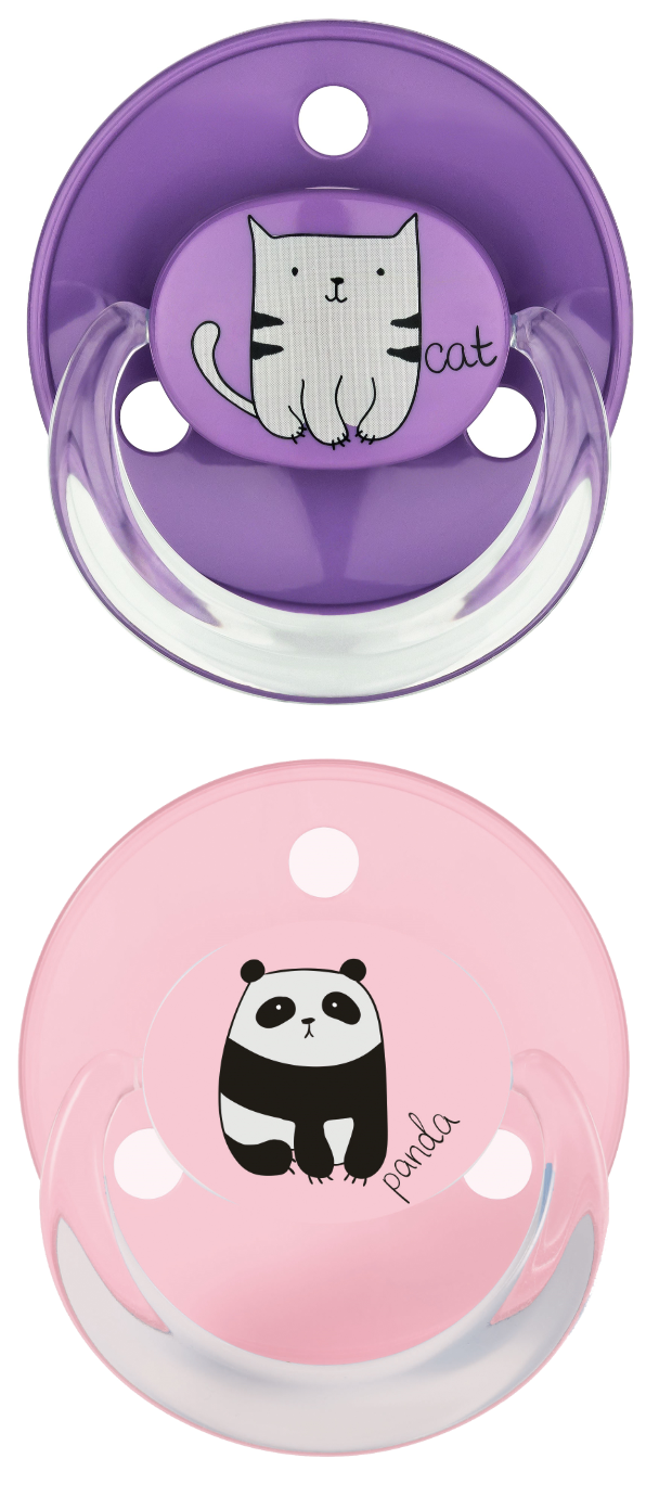 Пустышка латексная Baby-Nova Panda&Turtle, круглая, 0-24 мес., розовый и сиреневый, 2 шт. (3966370) - фото 1