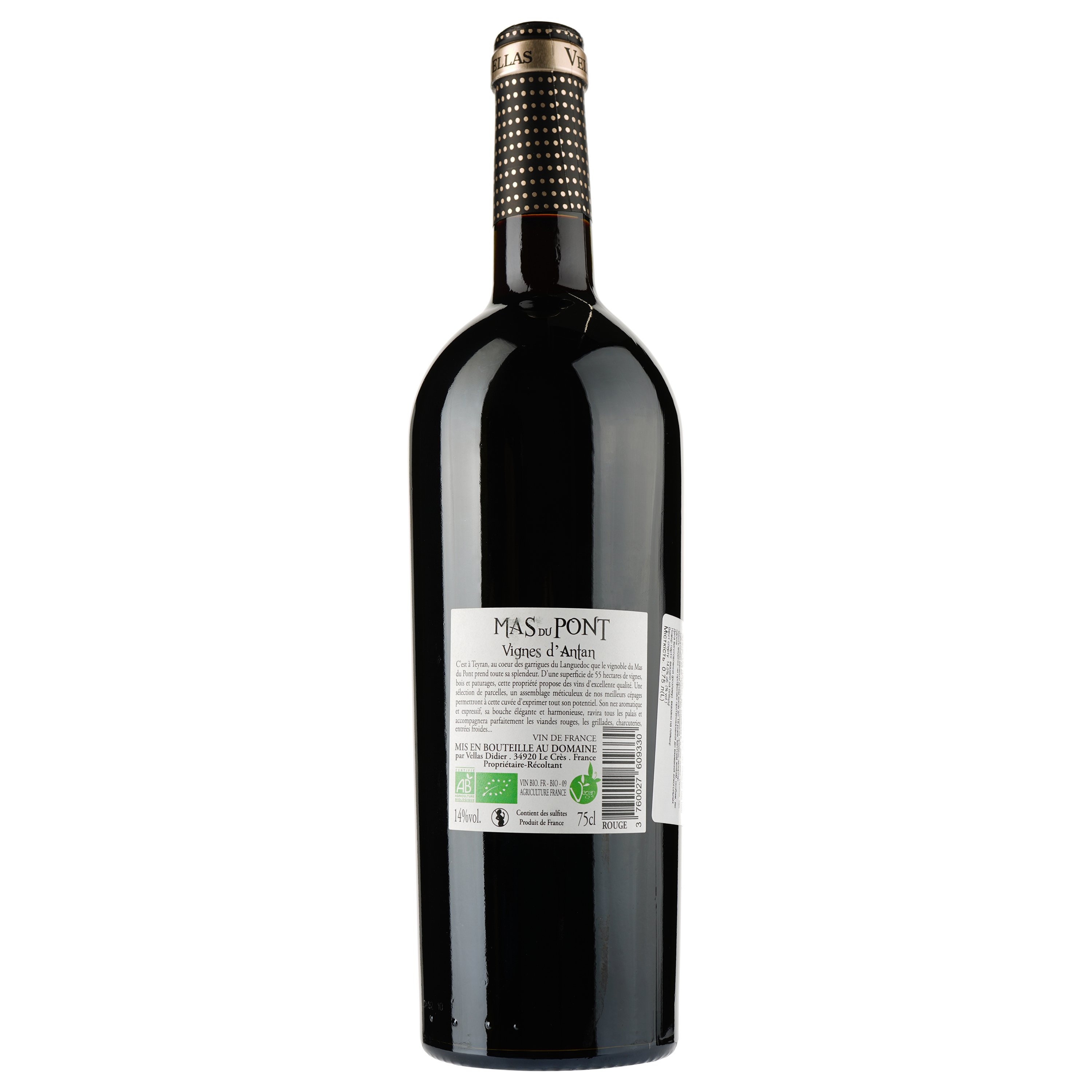 Вино Mas Du Pont Vignes d'Antan Rouge Vin de France, красное, сухое, 0,75 л - фото 2