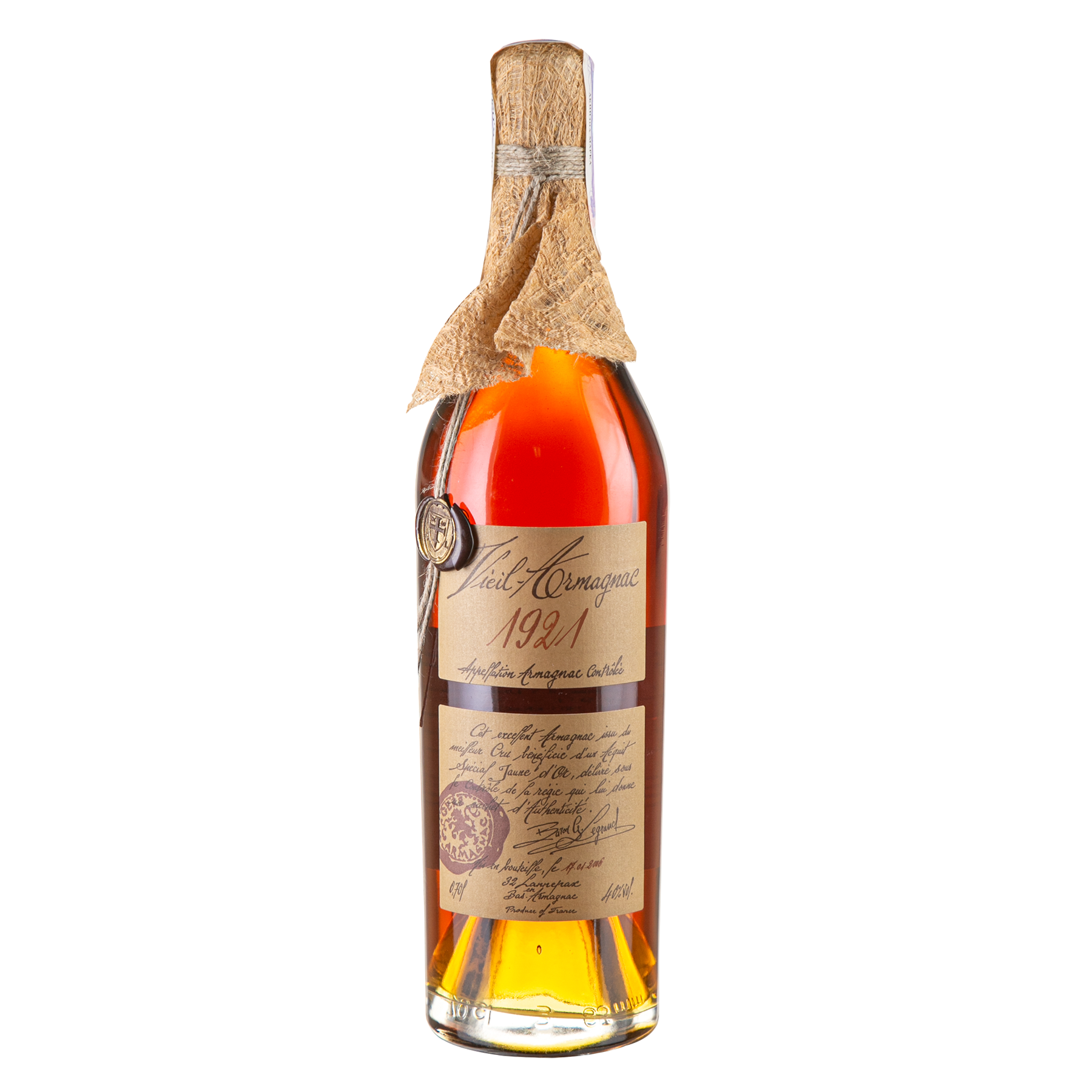 Арманьяк Baron Gaston Legrand Bas Armagnac 1921, в деревянной коробке, 40%, 0,7 л - фото 2