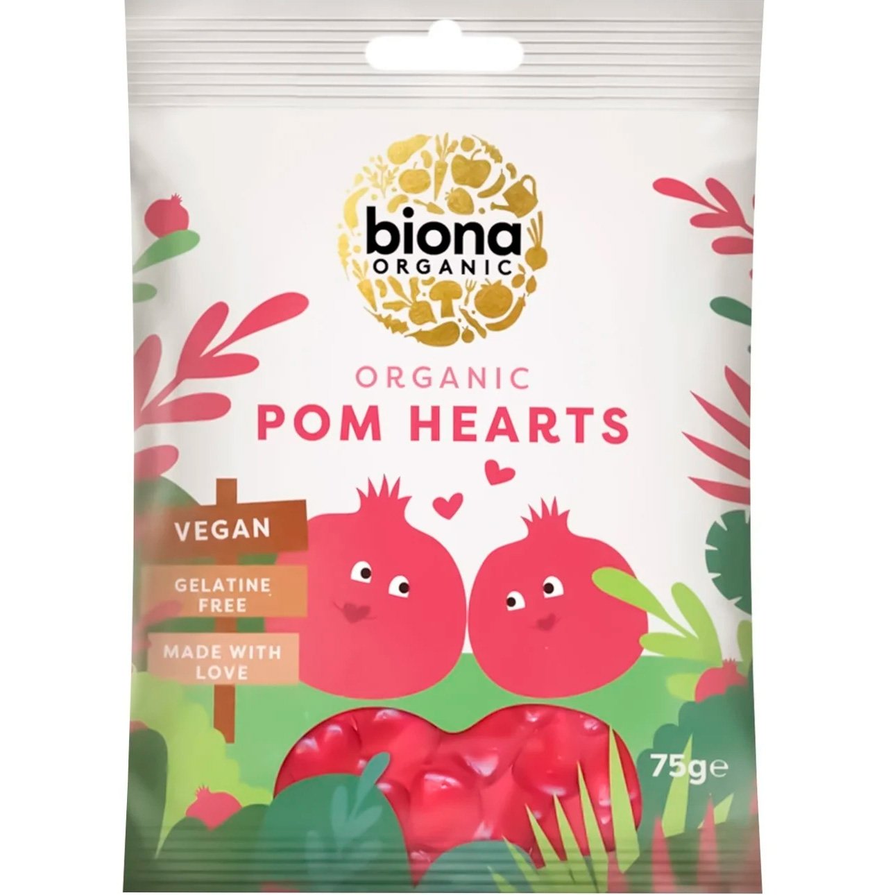 Жувальні цукерки Biona Organic Pom Hearts 75 г - фото 1