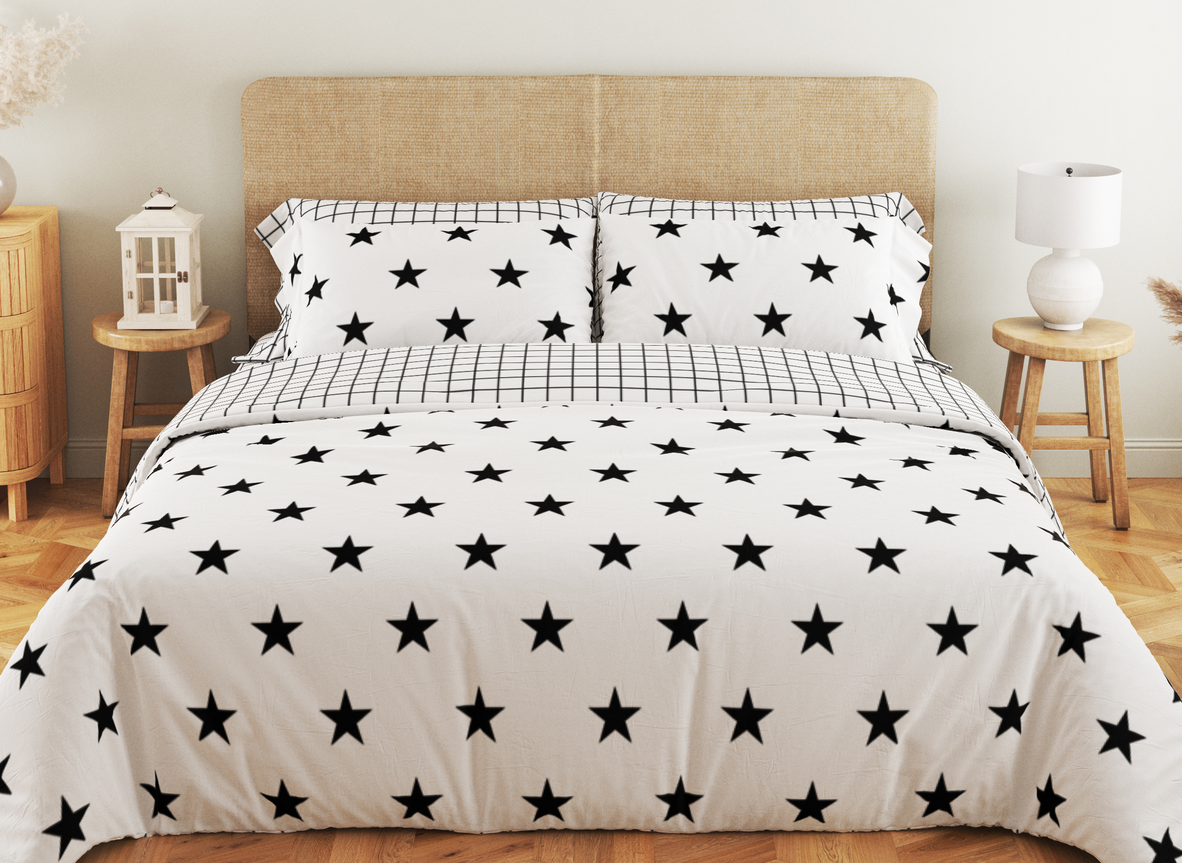 Комплект постільної білизни ТЕП Soft dreams Morning Stars сімейний чорний з білим (2-03860_25303) - фото 1