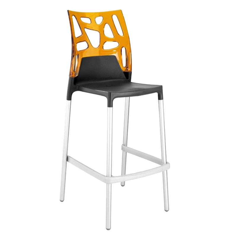 Барний стілець Papatya Ego-Rock, антрацит з помаранчевим (431682) - фото 1