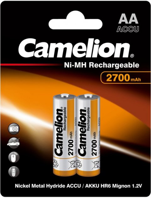 Аккумулятор Camelion 1,2V АА R6-2BL 2700 mAh Ni-MH, 2 шт. (NH-AA2700BP2) - фото 1