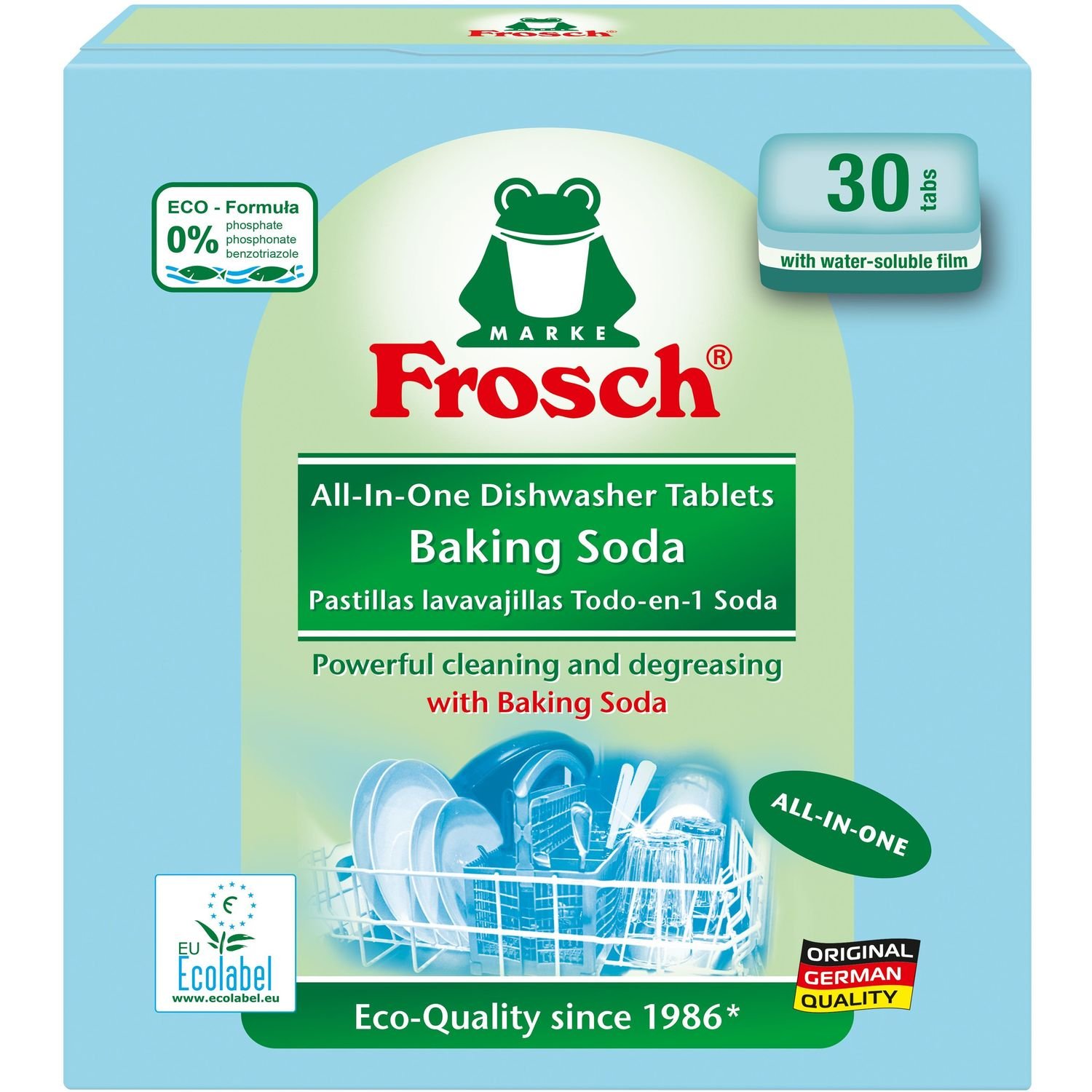 Таблетки для посудомоечных машин Frosch Сода 30 шт. х 18 г - фото 1