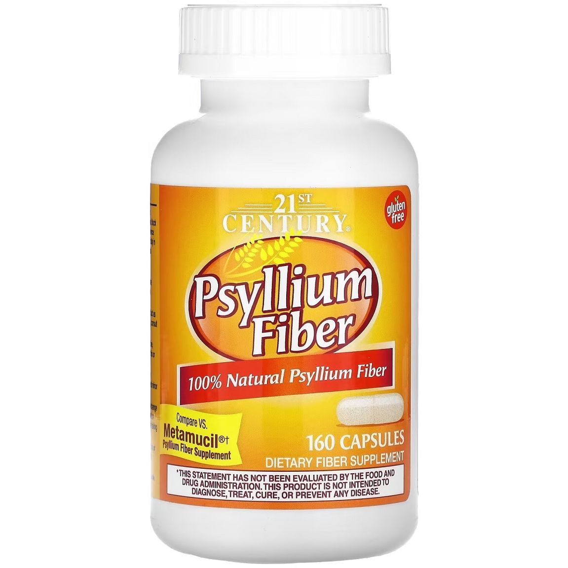 Клітковина з подорожника 21st Century Psyllium Fiber 160 капсул - фото 1