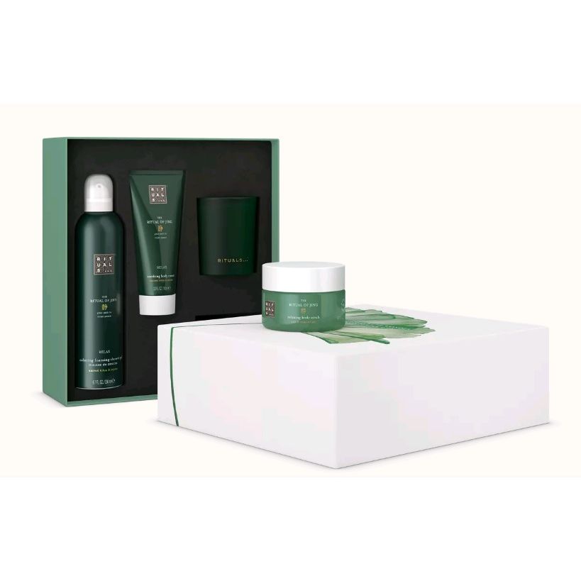 Набір Rituals The Ritual of Jing Medium Gift Set: гель-пінка для душу 200 мл + крем для тіла 100 мл + скраб для тіла 125 мл + ароматична свічка - фото 2