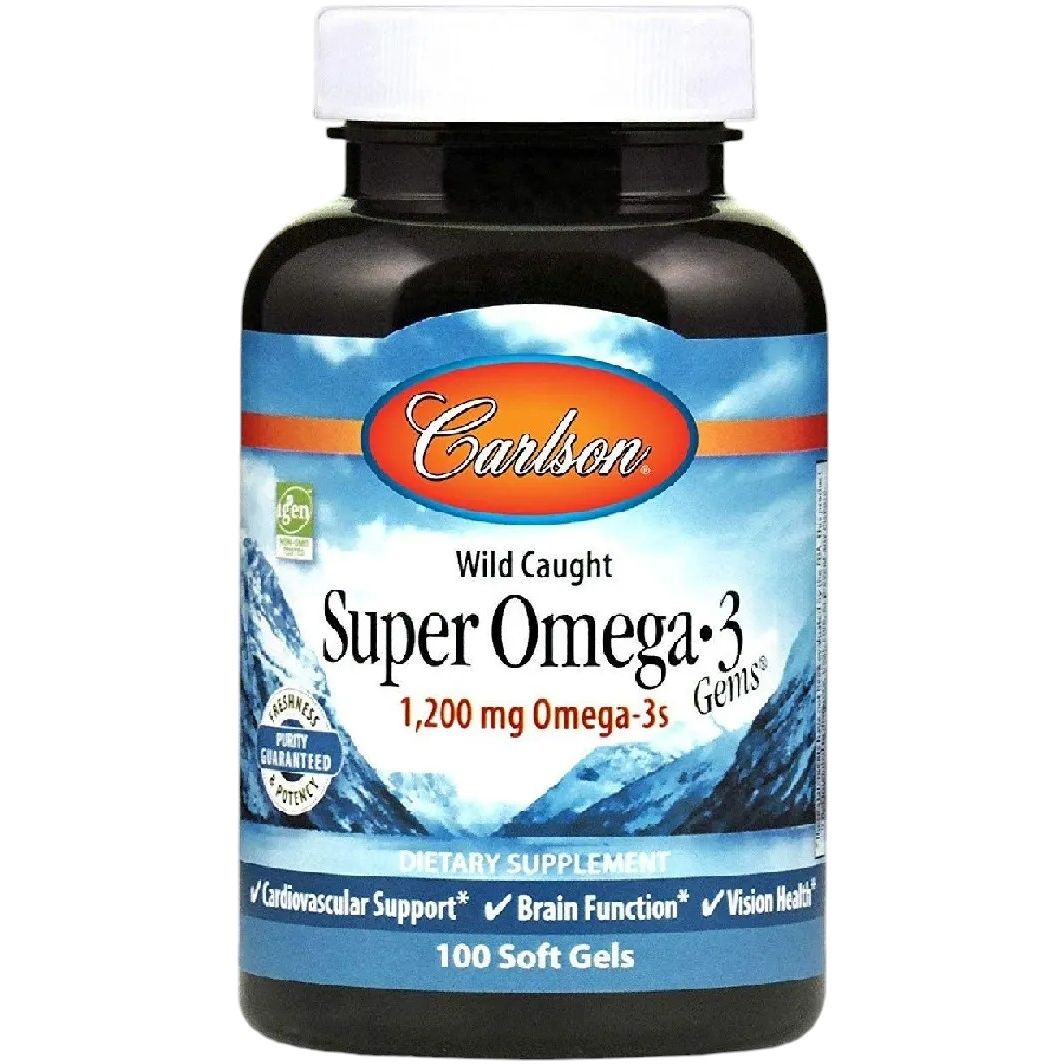 Супер Омега-3 Carlson Super Omega-3, 1200 мг 100 желатиновых капсул - фото 1