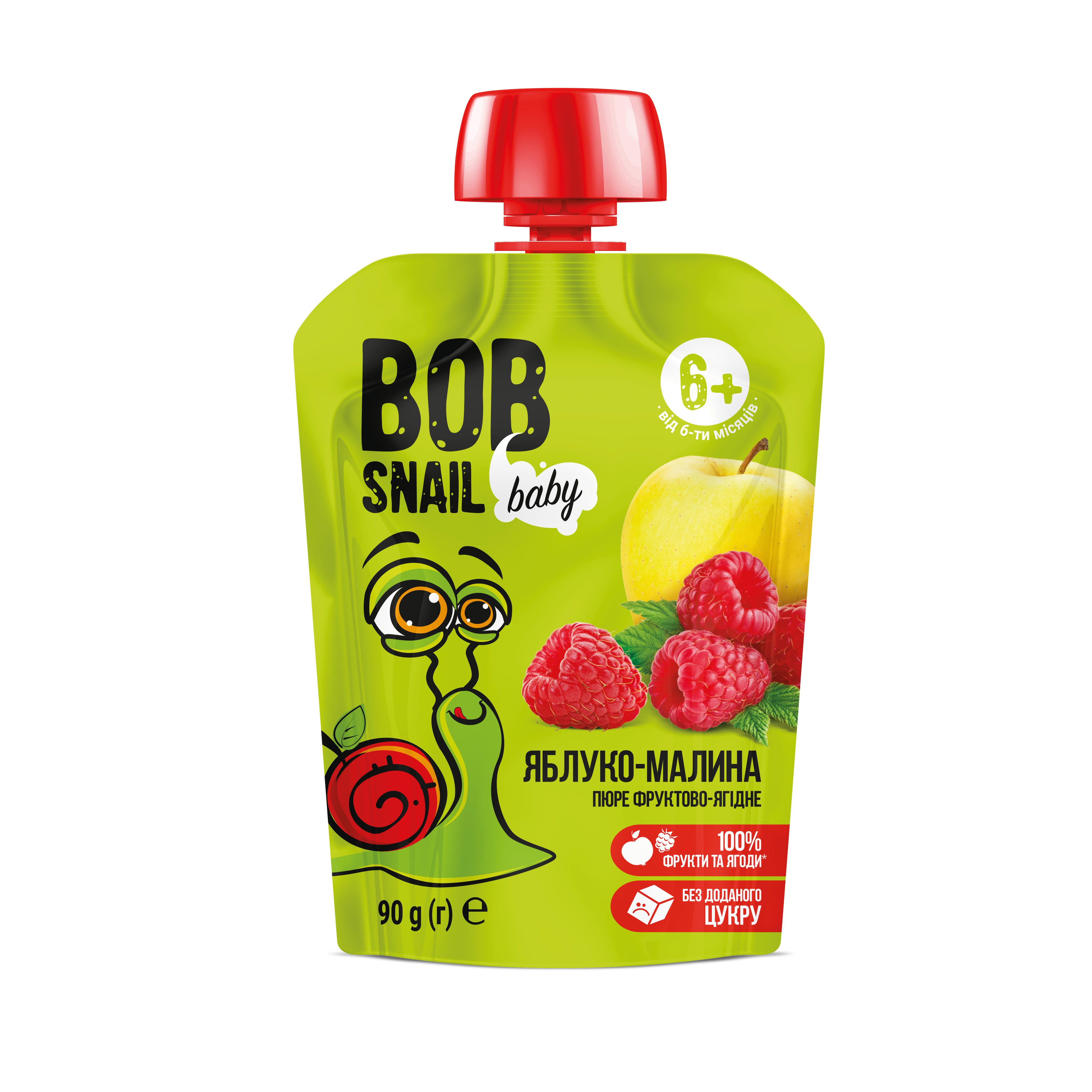 Пюре фруктовое Bob Snail Яблоко-Малина, гомогенизированное, 90 г (911679) - фото 1