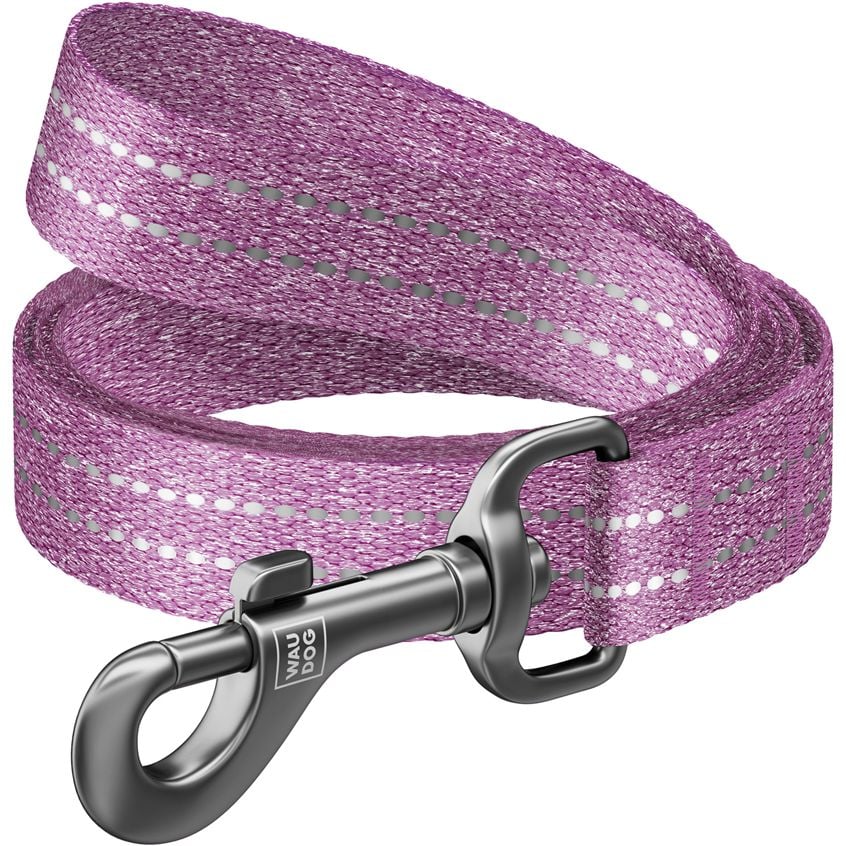 Повідець для собак Waudog Re-cotton, світловідбивний, M, 500х2 см, фіолетовий - фото 1