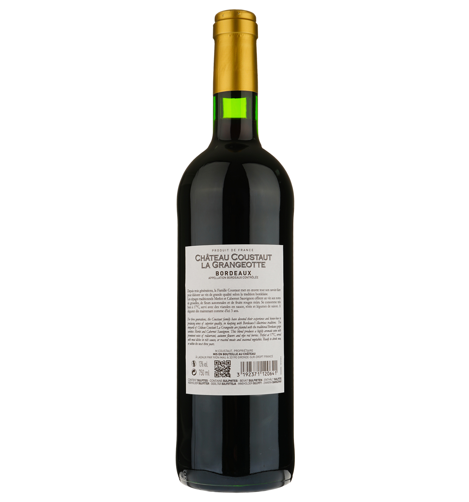Вино Chateau Coustaut La Grangeotte AOP Bordeaux, красное, сухое, 0,75 л (917832) - фото 2