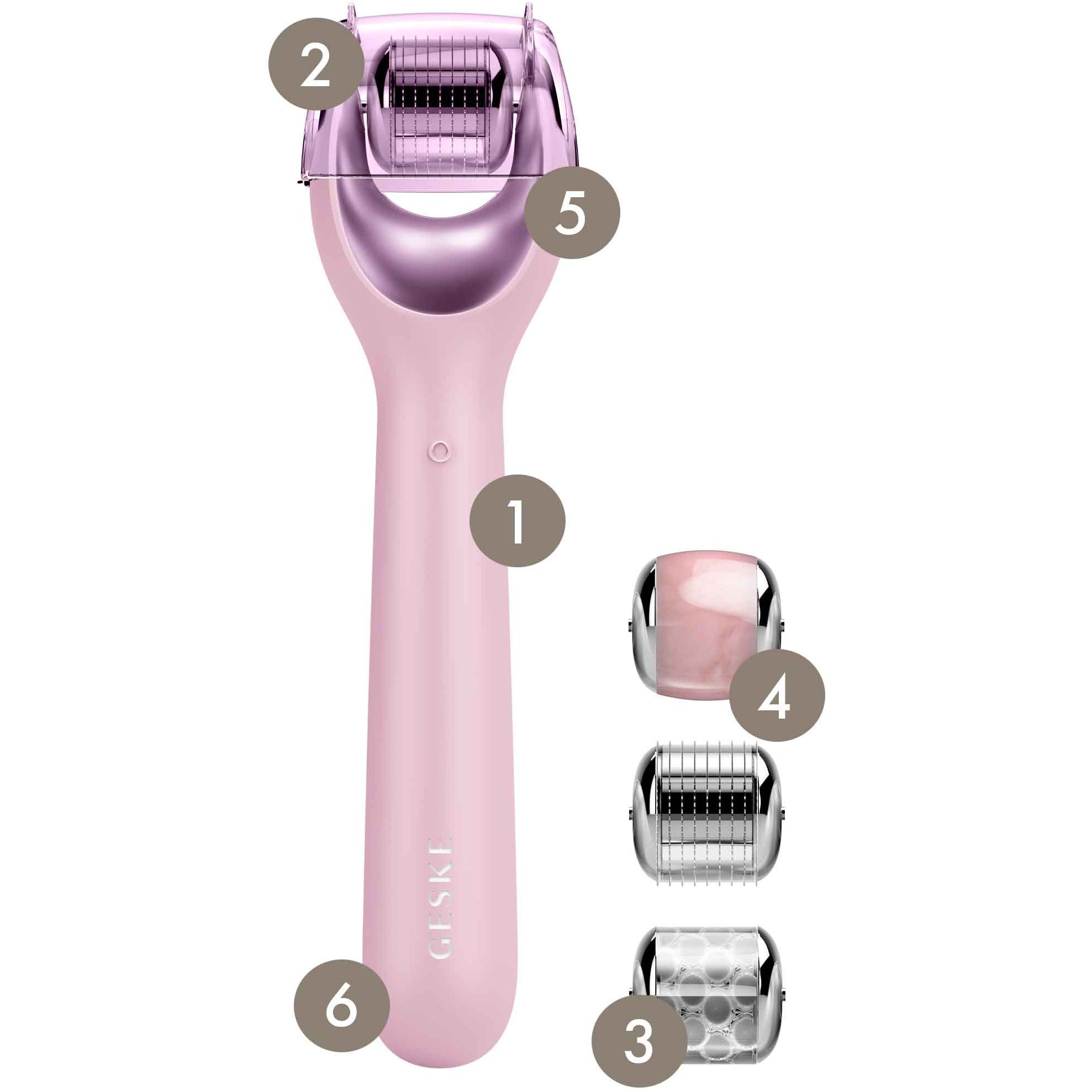 Электронный ролик для лица с микроиглами GESKE MicroNeedle Face Roller 9 в 1 розовый - фото 3