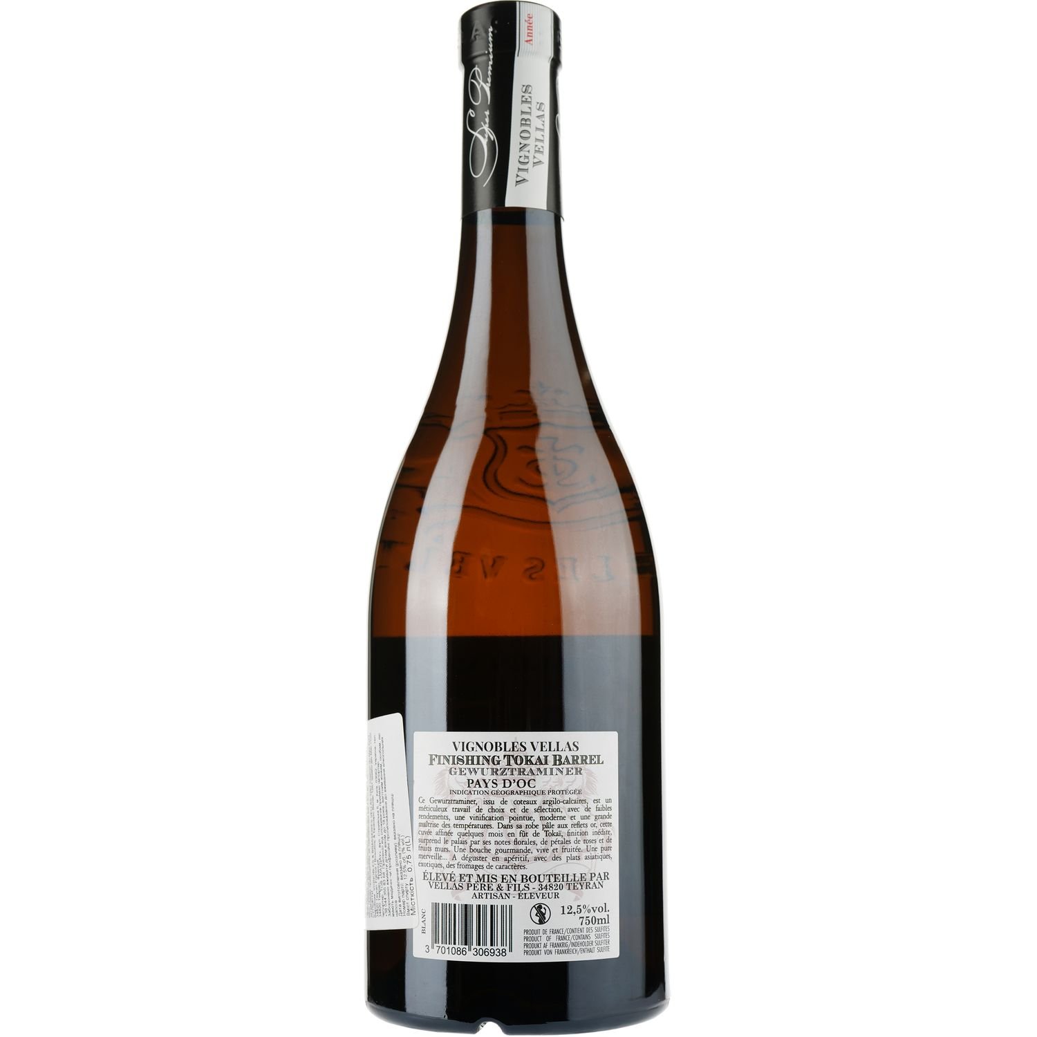 Вино Vignobles Vellas Tokai Barrel Gewurztraminer IGP Pays D'Oc, біле, сухе, 0,75 л - фото 2