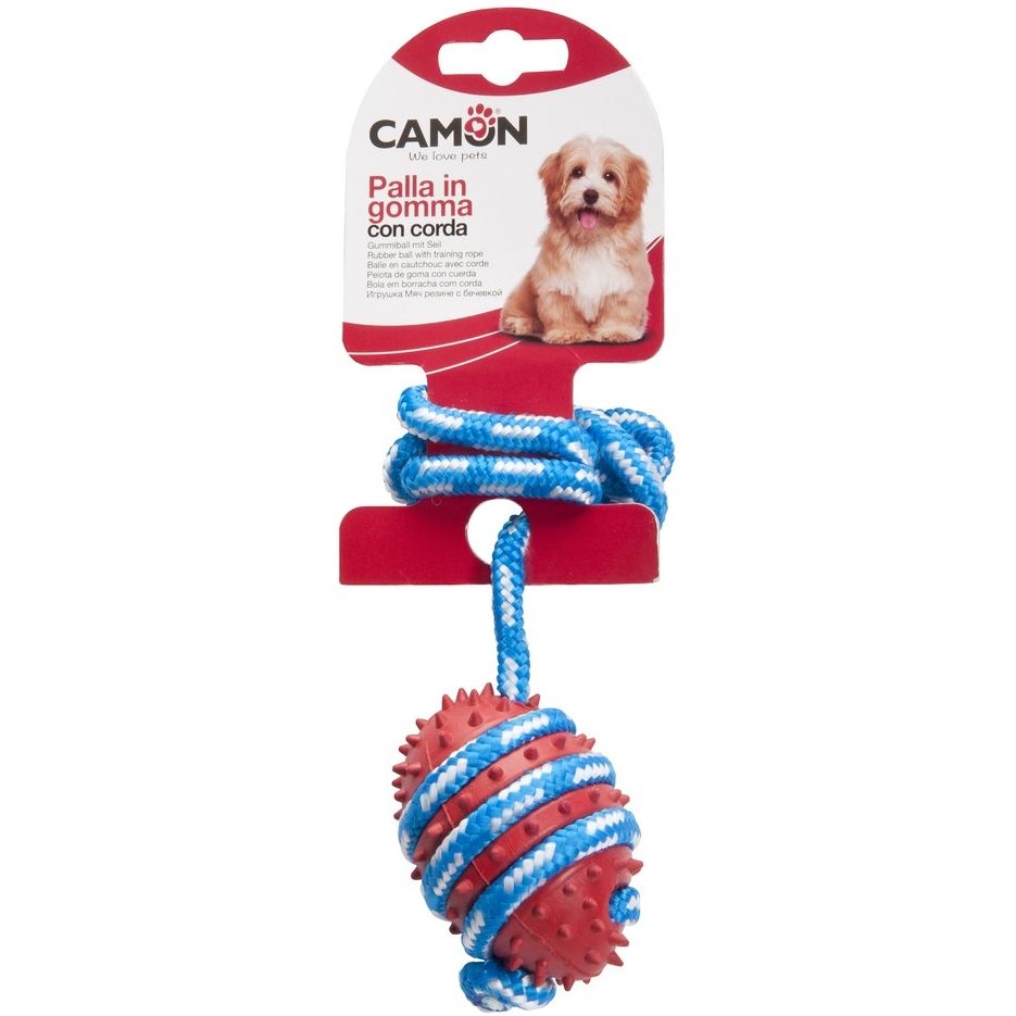 Іграшка для собак Camon м’яч з мотузкою, 35х7 см, в асортименті - фото 1
