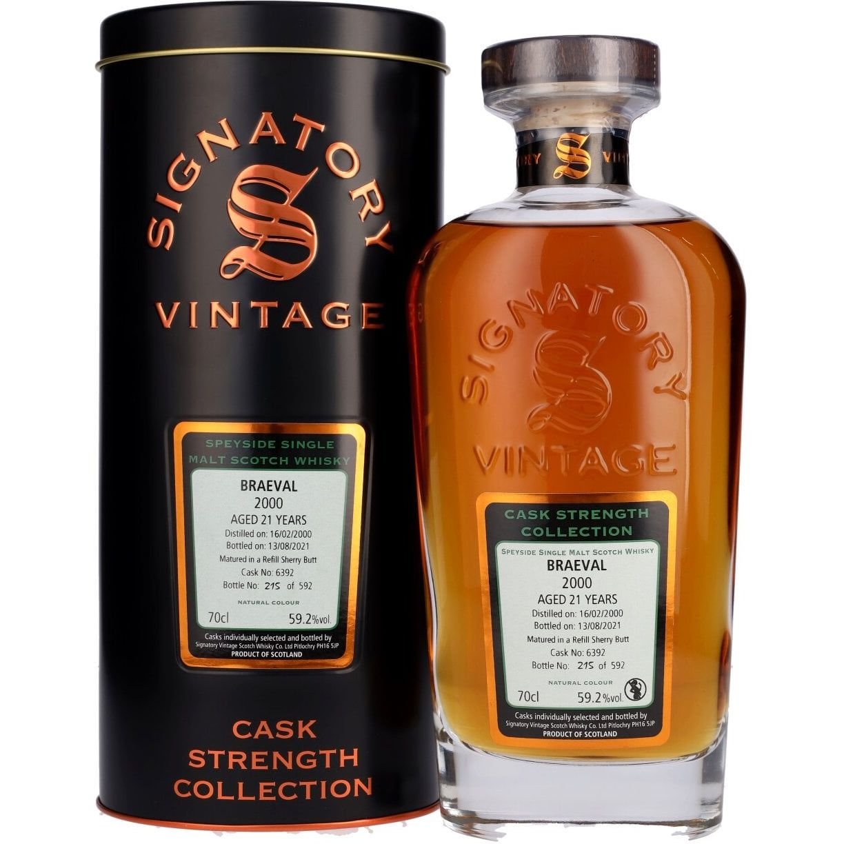 Виски Signatory Braeval Cask Strength Single Malt Scotch Whisky 59.2% 0.7 л в подарочной упаковке - фото 1