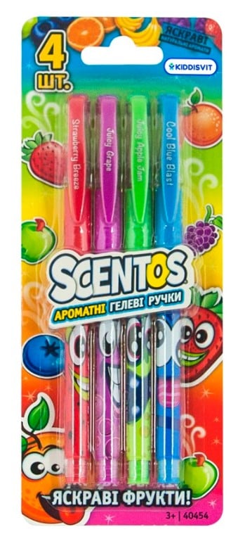 Набір ароматних гелевих ручок Scentos Яскраві Фрукти, 4 кольори (40454) - фото 1