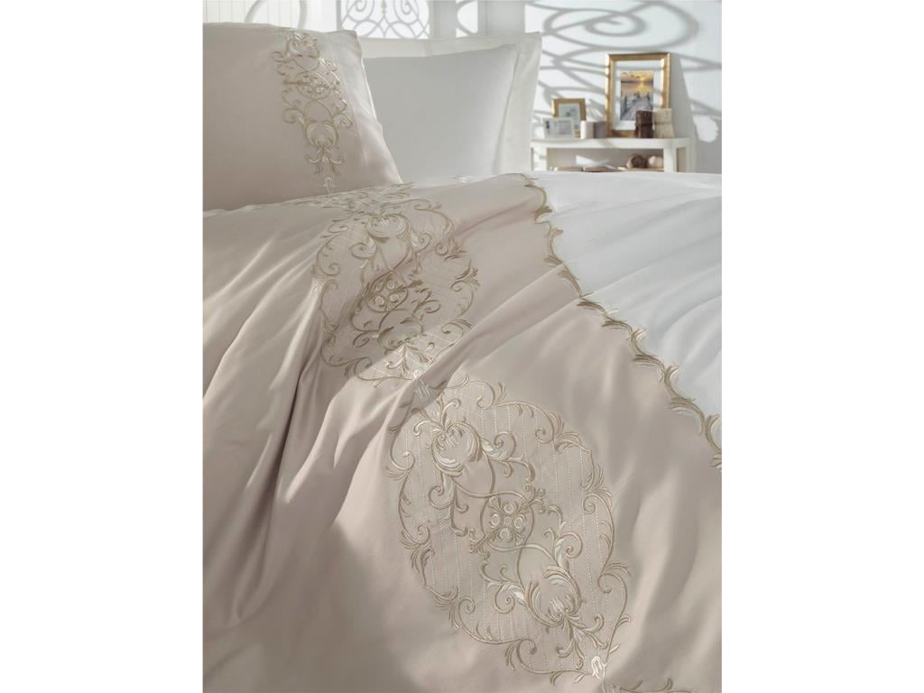Комплект постельного белья Dantela Vita Elegance сатин с вышивкой семейный (svt-2000022323727) - фото 2