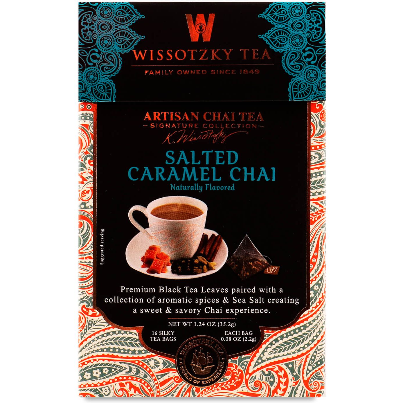 Чай черный Wissotzky Tea Chai с соленой карамелью, 35,2 г (16 шт. по 2,2 г) (868350) - фото 1