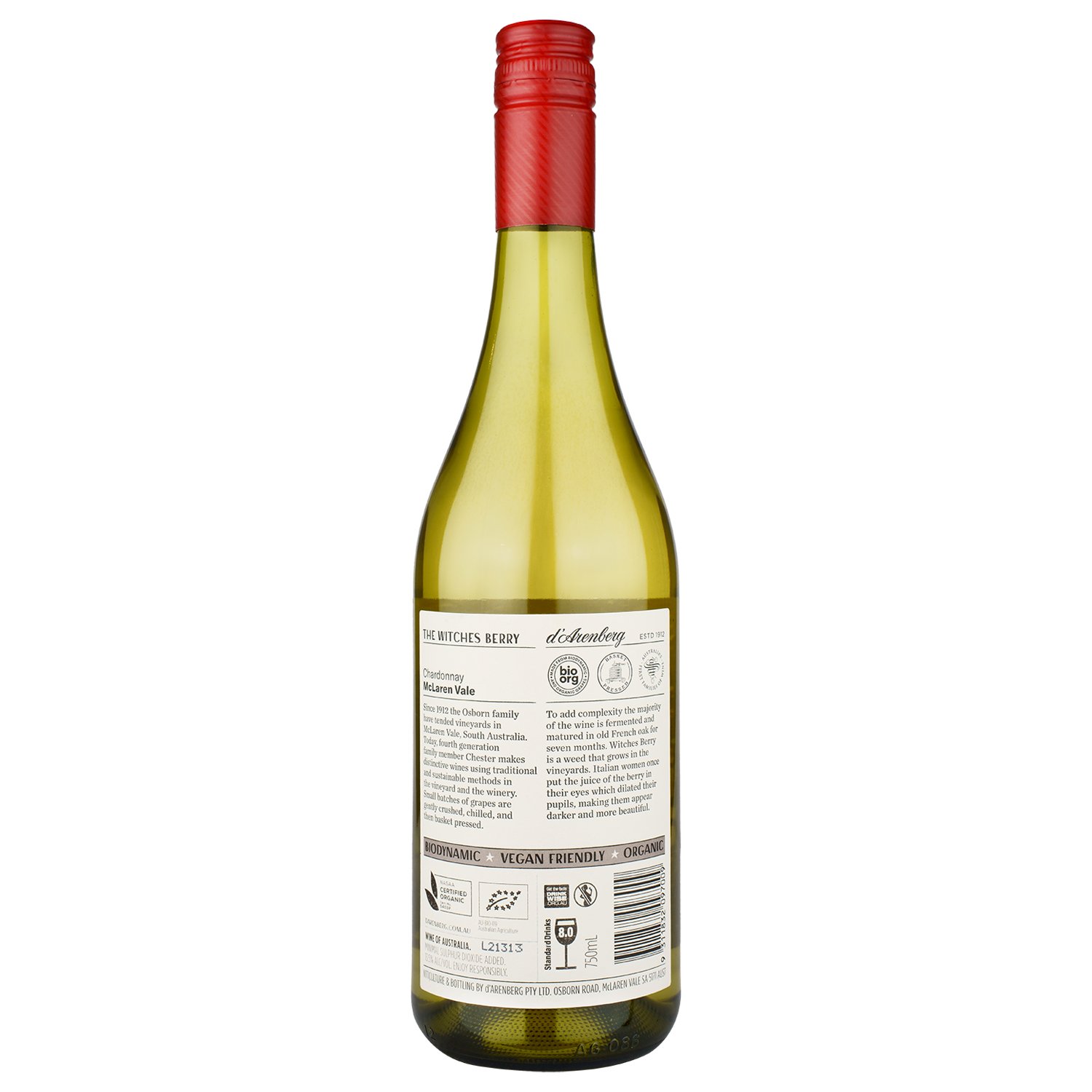 Вино d'Arenberg Witches Berry Chardonnay, біле, напівсухе, 0,75 л (R1334) - фото 2